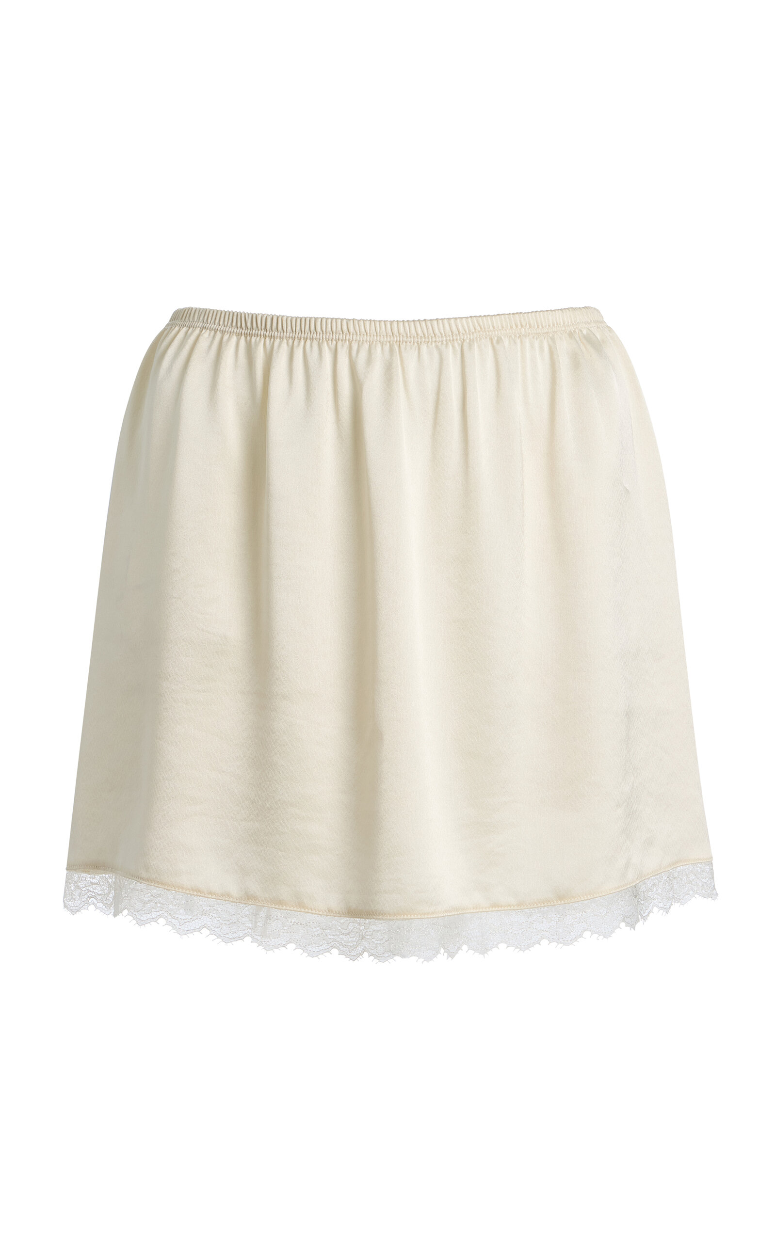 Leset Barb Lace-trimmed Satin Mini Skirt In White