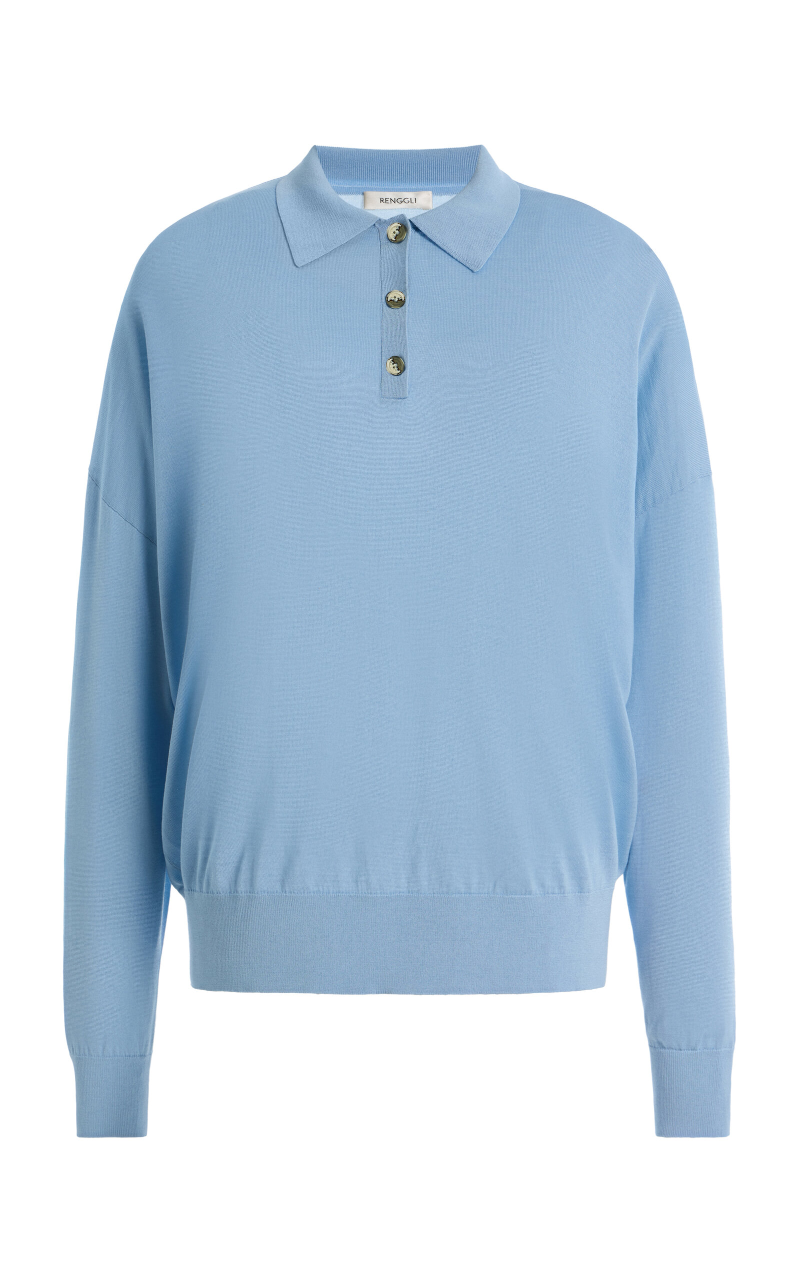 RENGGLI Silk Cashmere Boxy Long Sleeve Polo