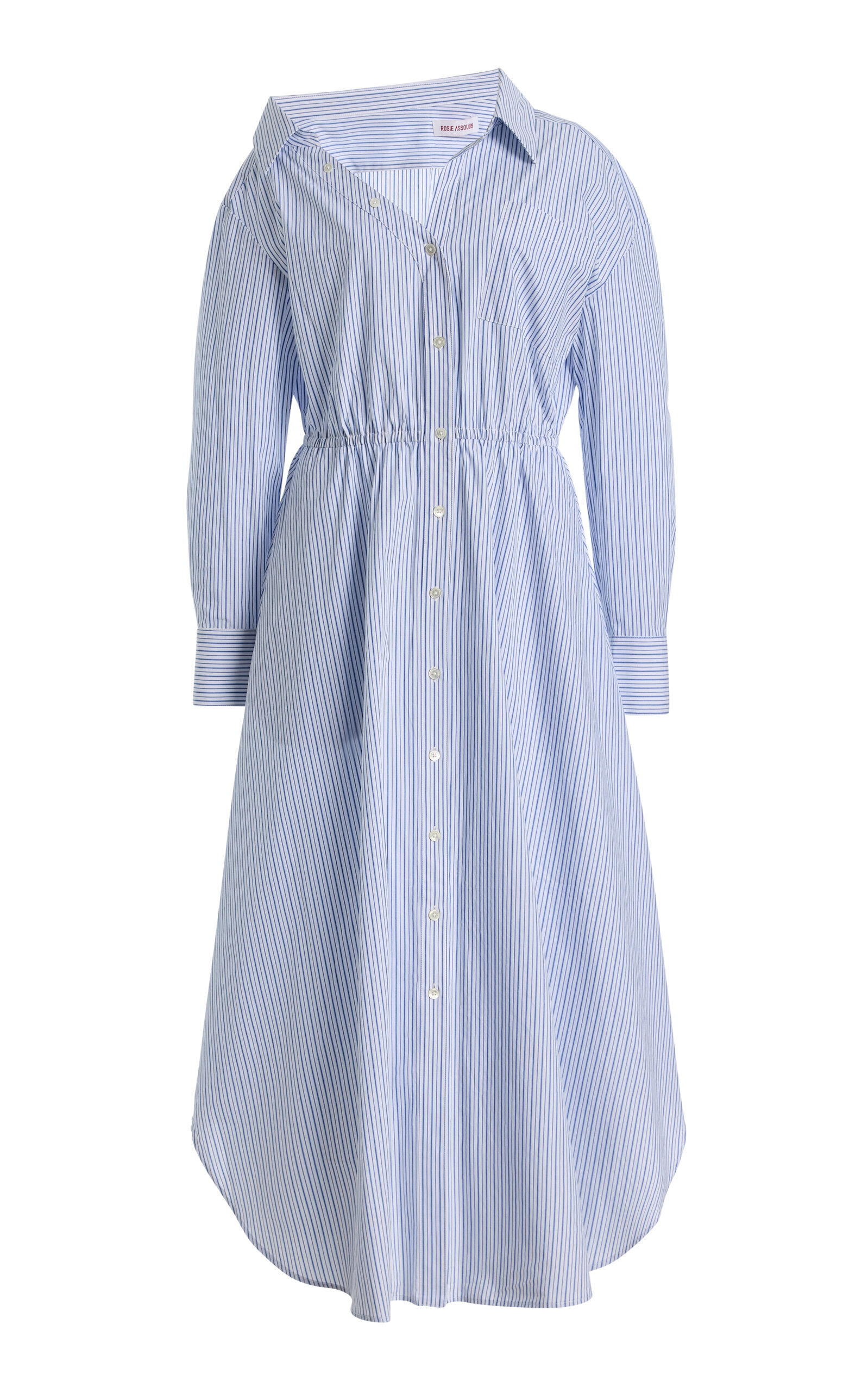 Rosie Assoulin Off-the-shoulder Cotton Dress In Blue