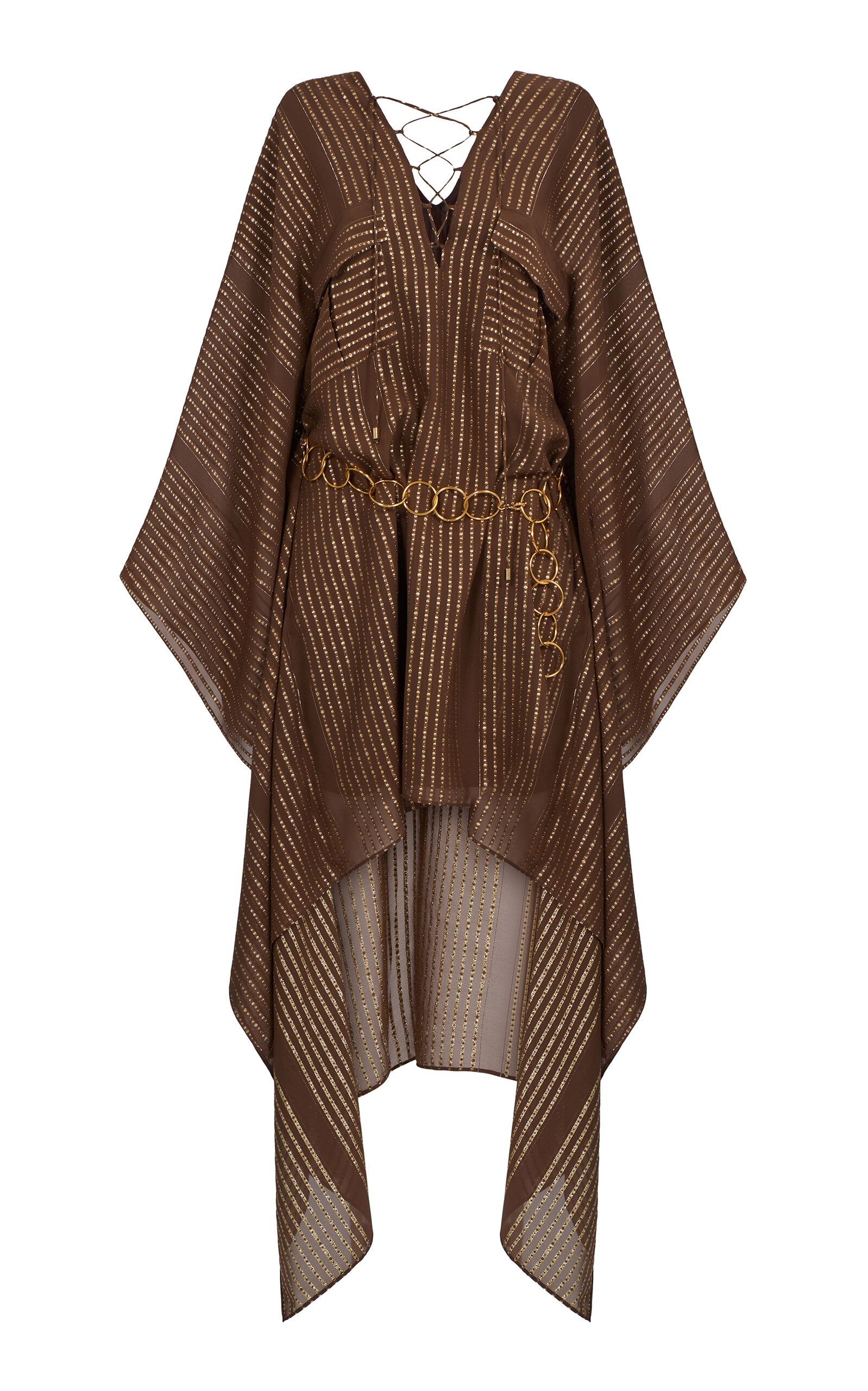 Taller Marmo Mojave Lace-Up Fil Coupè Chiffon Mini Caftan Dress