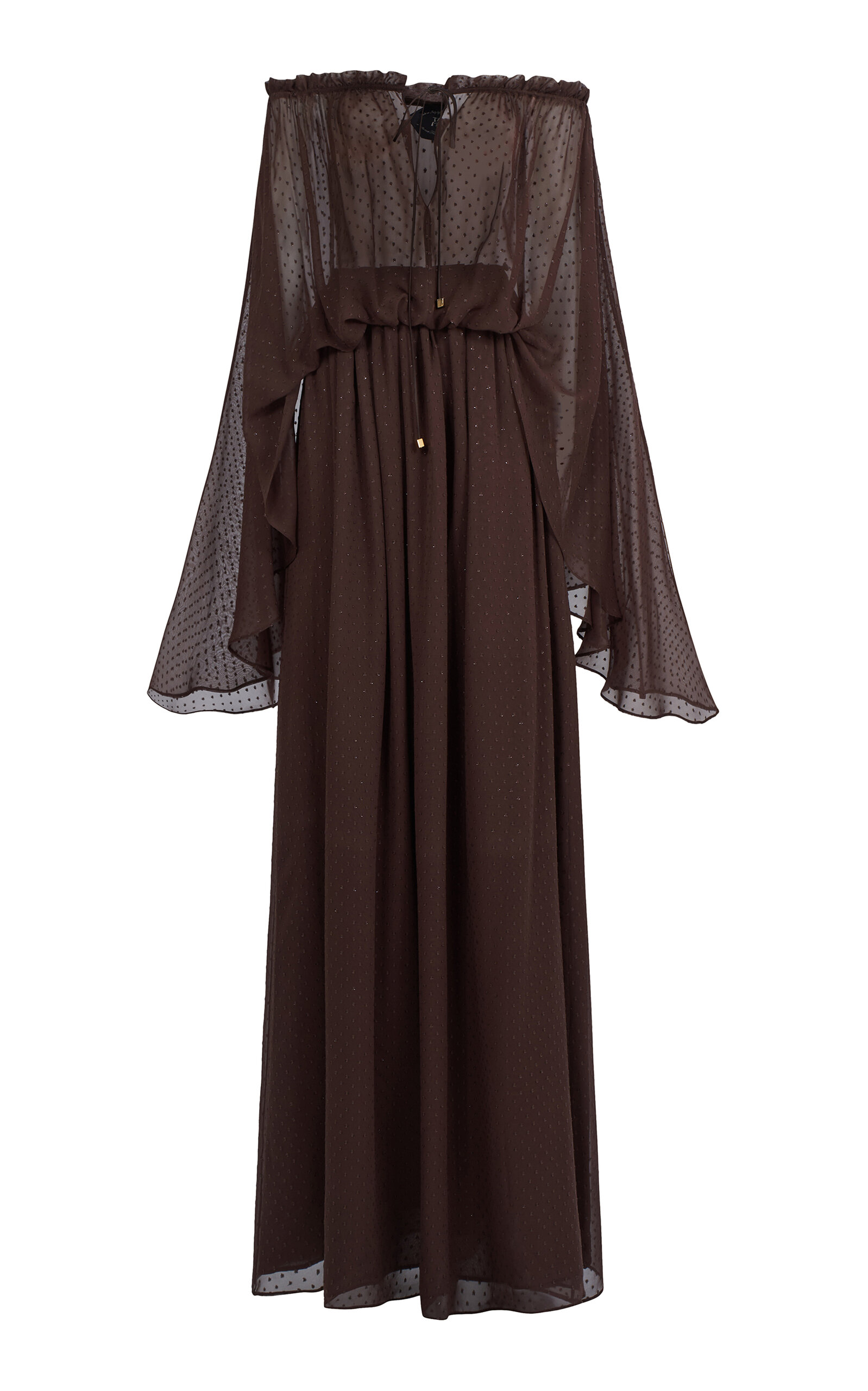Taller Marmo Ouarzazate Off-The-Shoulder Metallic Chiffon Maxi Dress