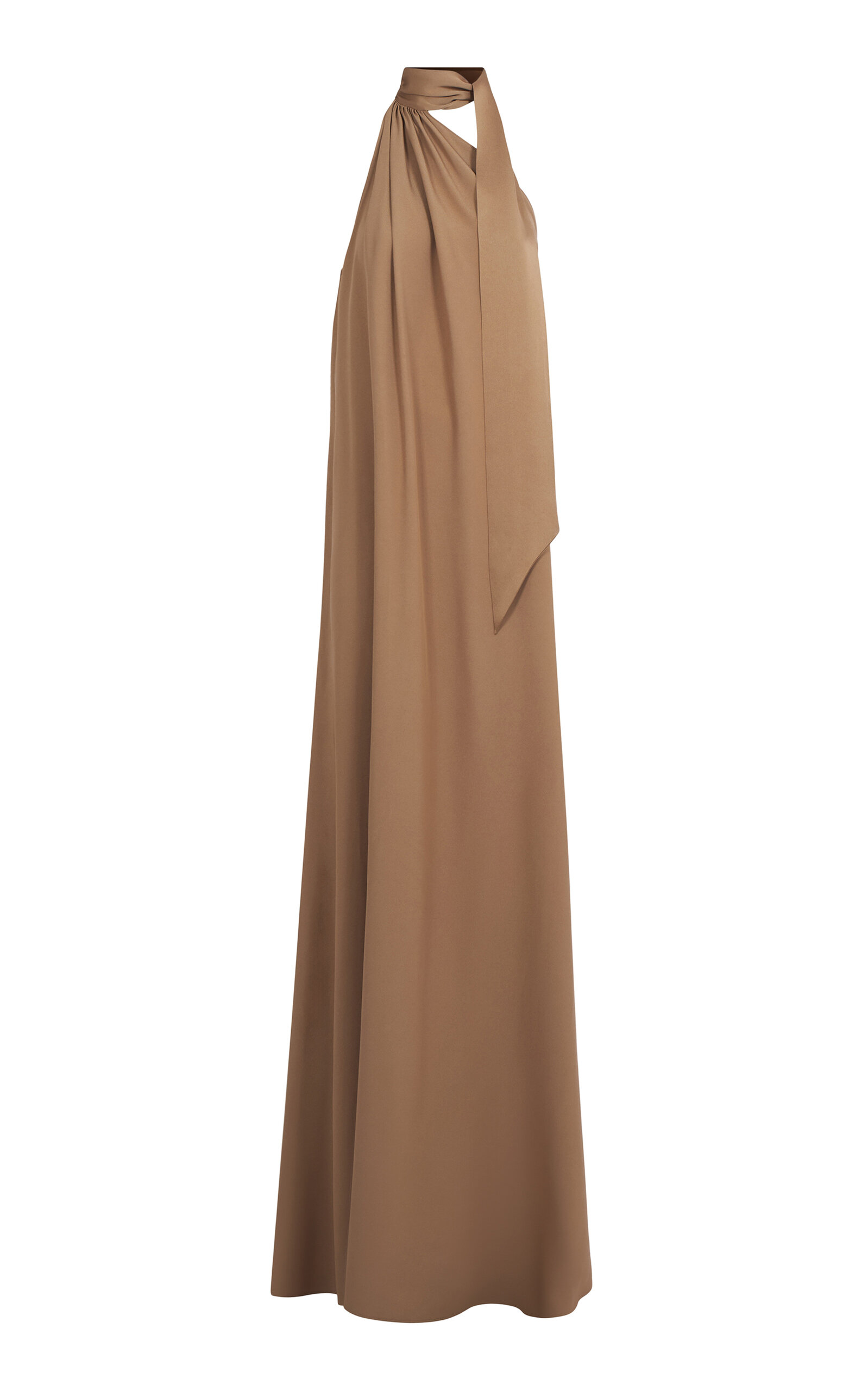 Taller Marmo Astor Scarf-Neck Crepe Cady Maxi Dress
