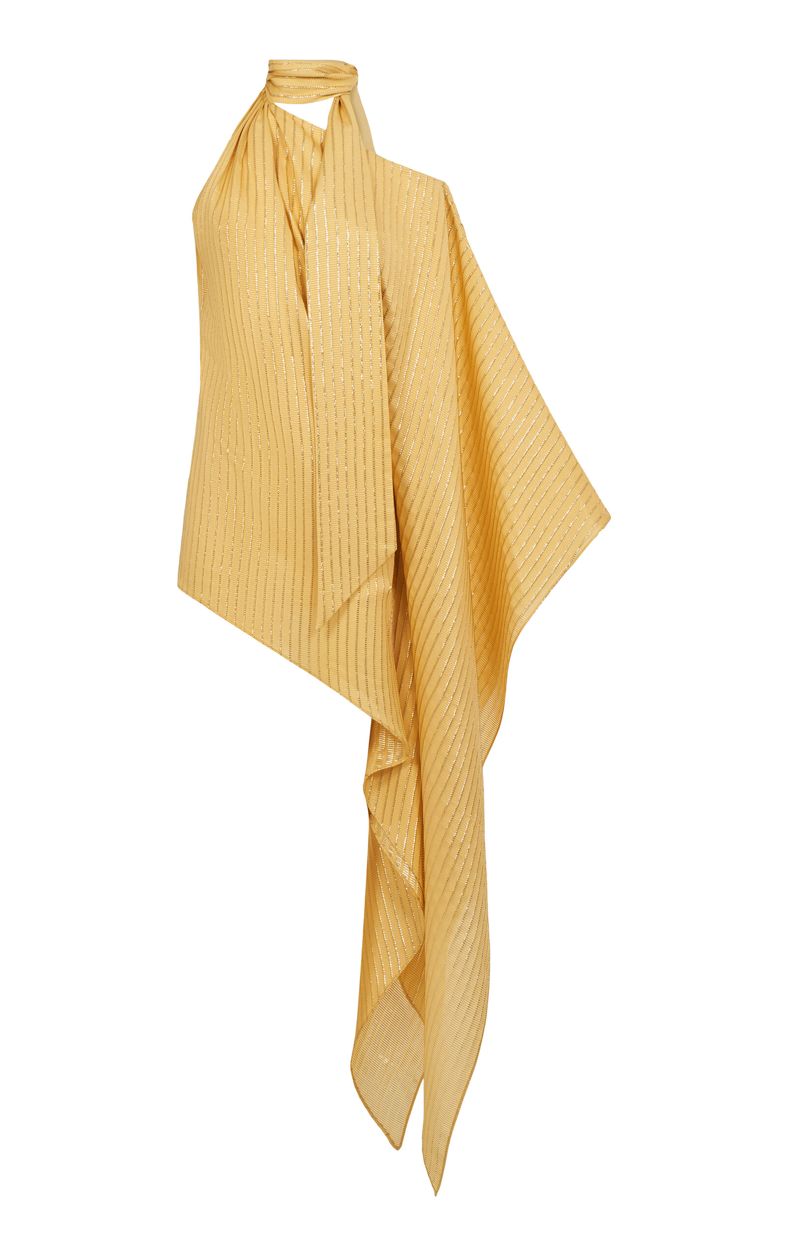 Taller Marmo Atlas Sunrise Scarf-Neck Metallic Fil Coupè Mini Dress