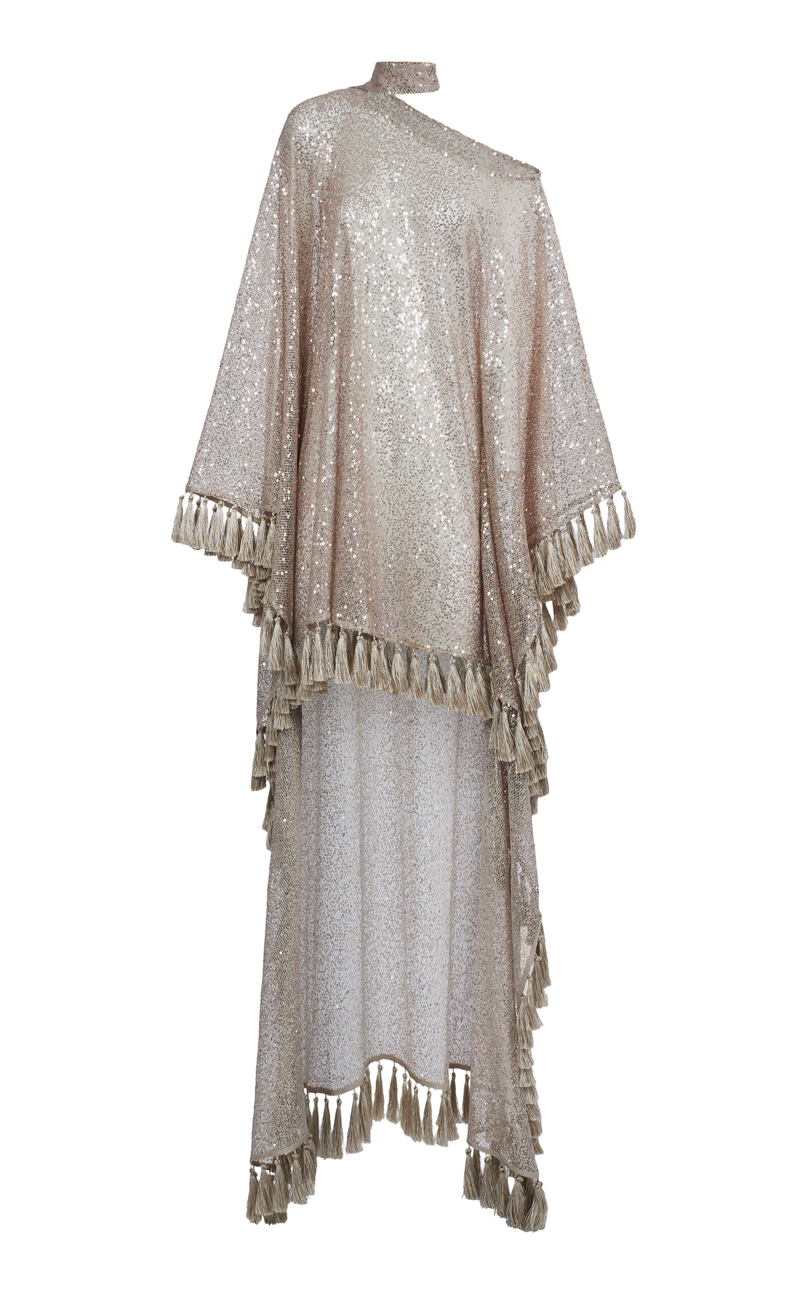 Taller Marmo FRINGED TREBBIA DISCO KAFTAN WHITE SAND