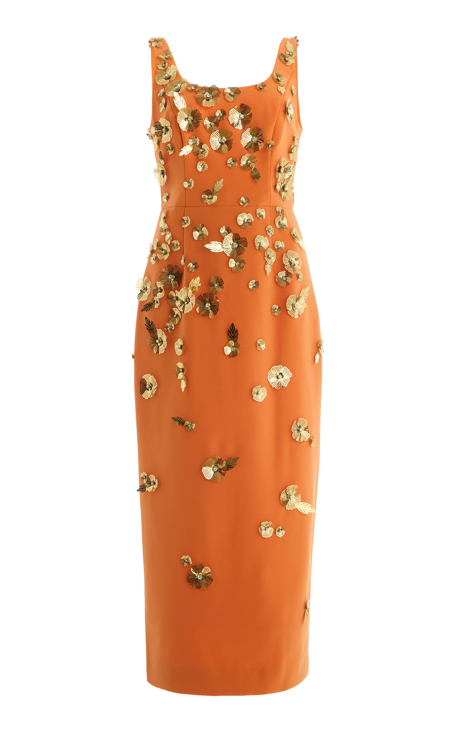 Carolina Herrera Embroidered Crepe Midi Dress