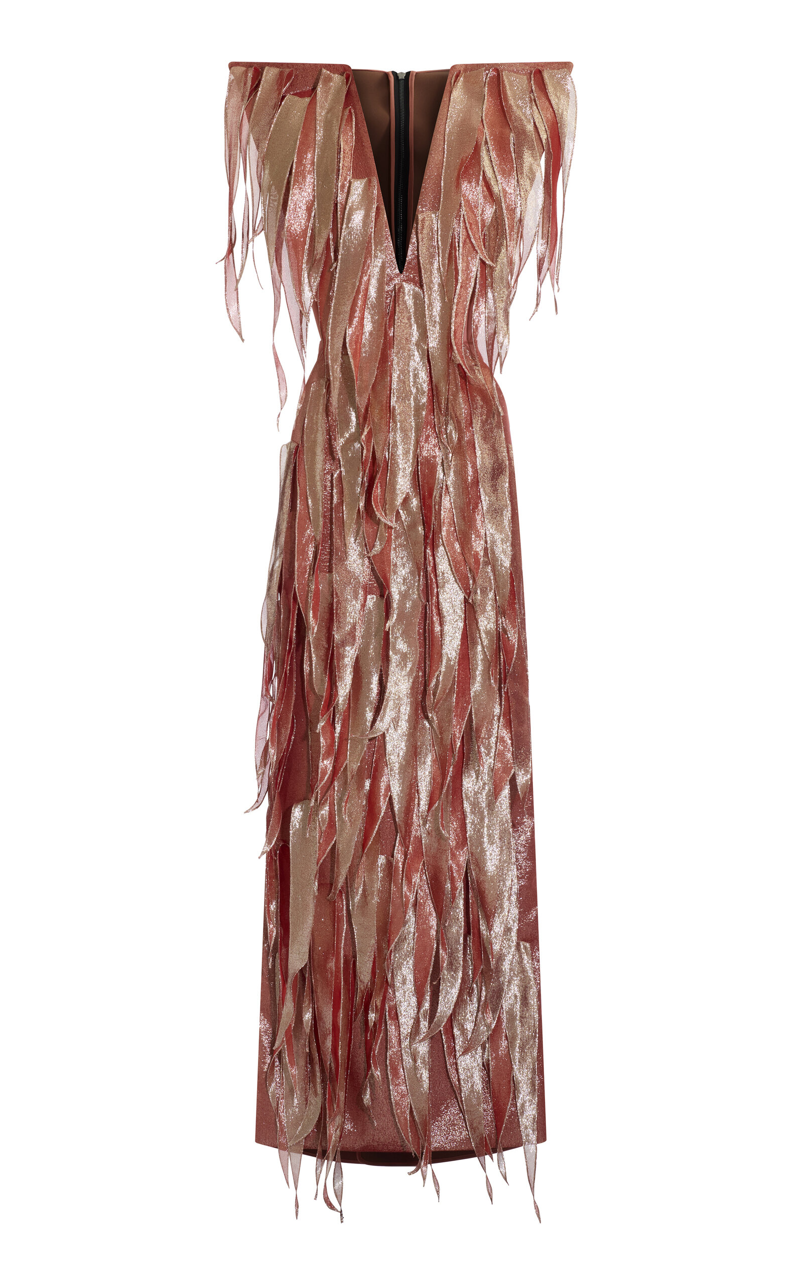 Maticevski Inferno Fringed Silk-Blend Midi Dress