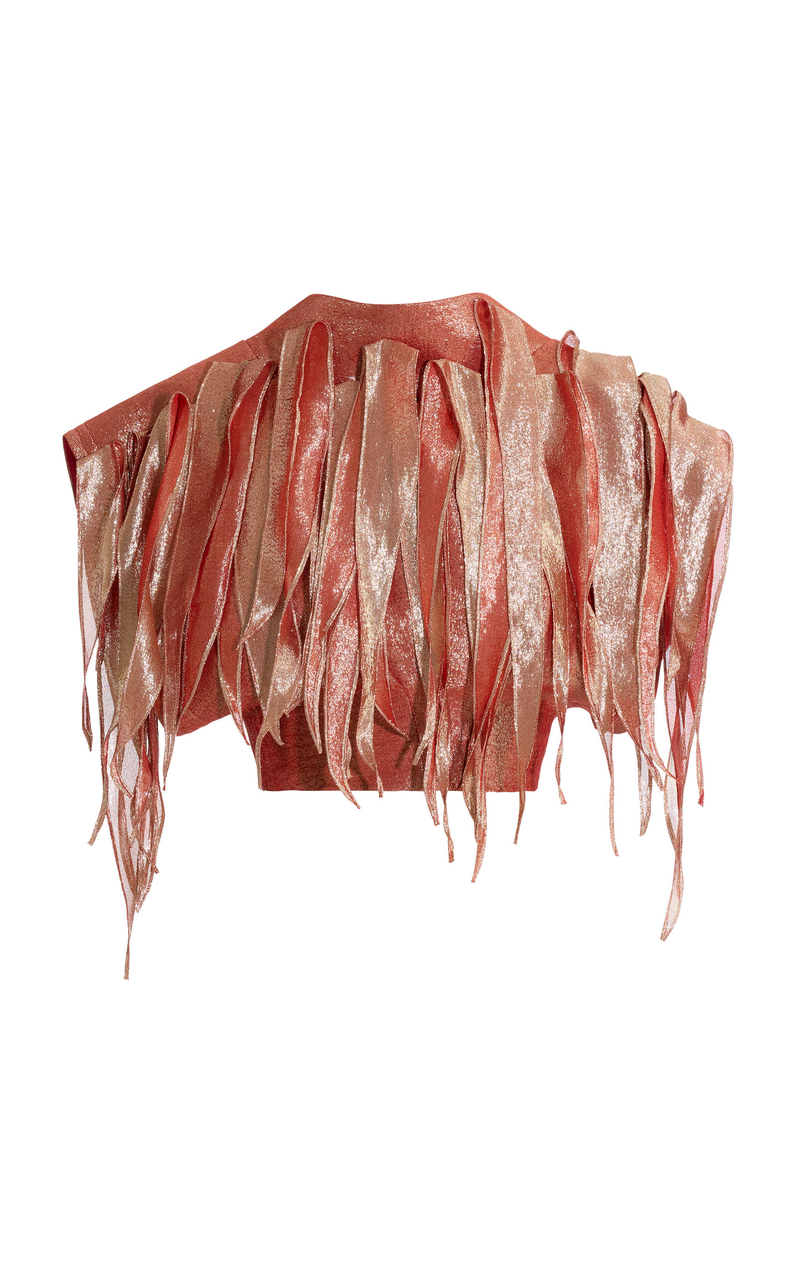 Maticevski Fire Bomb Fringed Silk-Blend Top