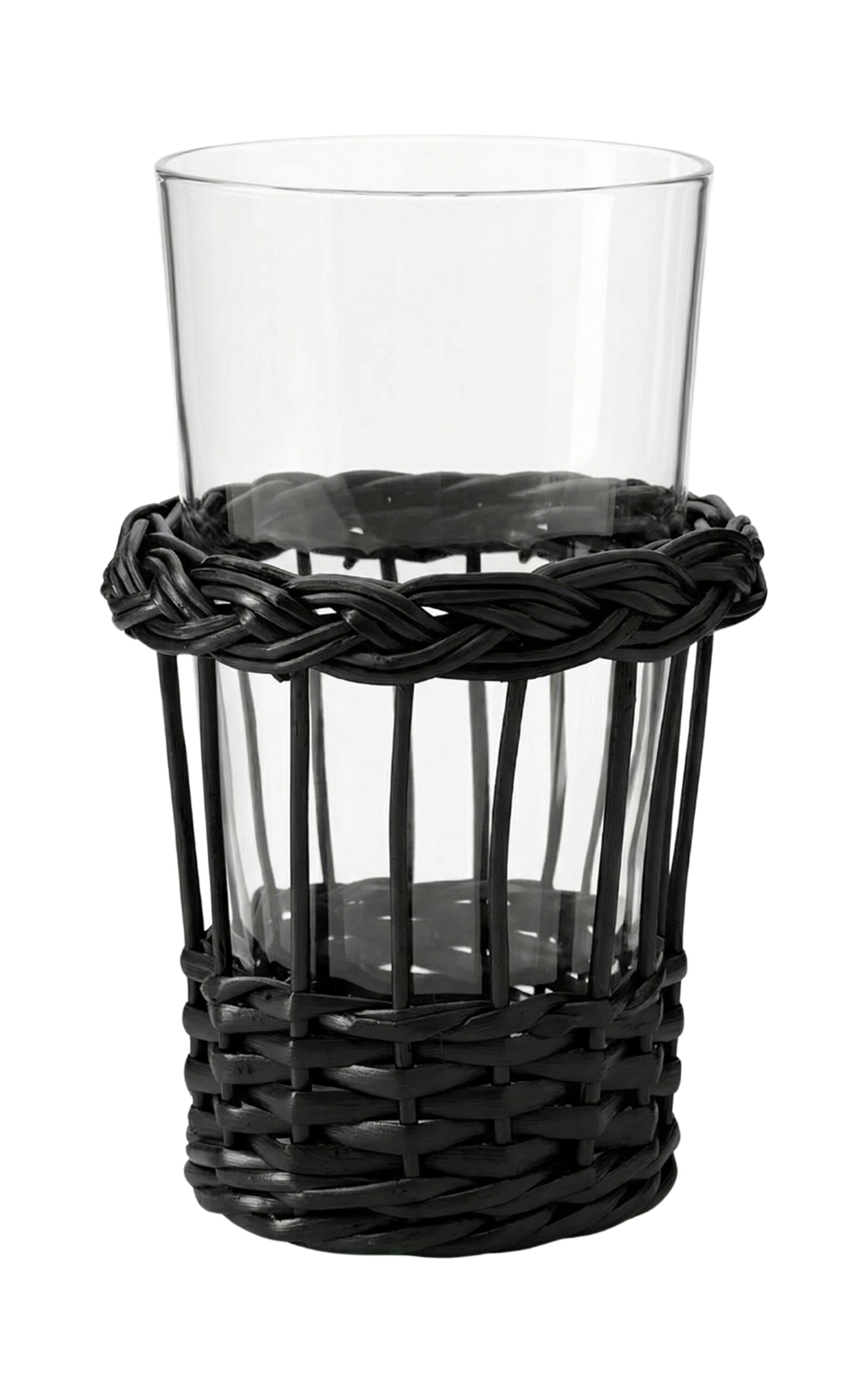House of Capricorn Vitória Black Wicker And Glass Tall Tumbler - Black