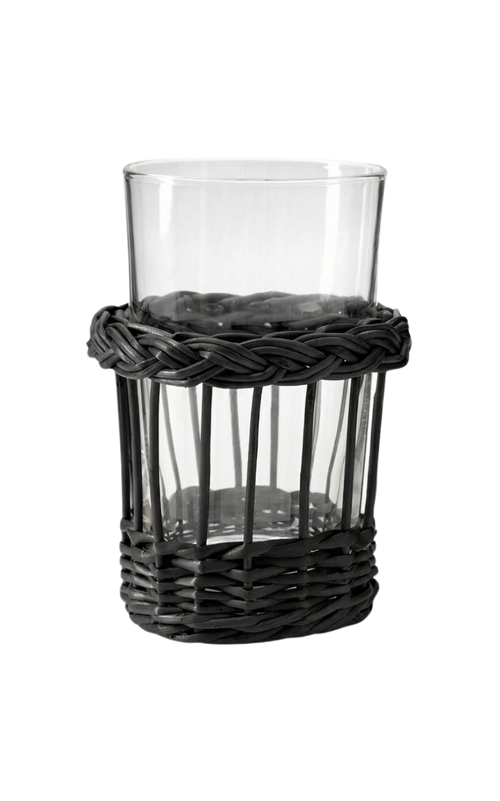 House of Capricorn Vitória Black Wicker And Glass Tumbler - Black