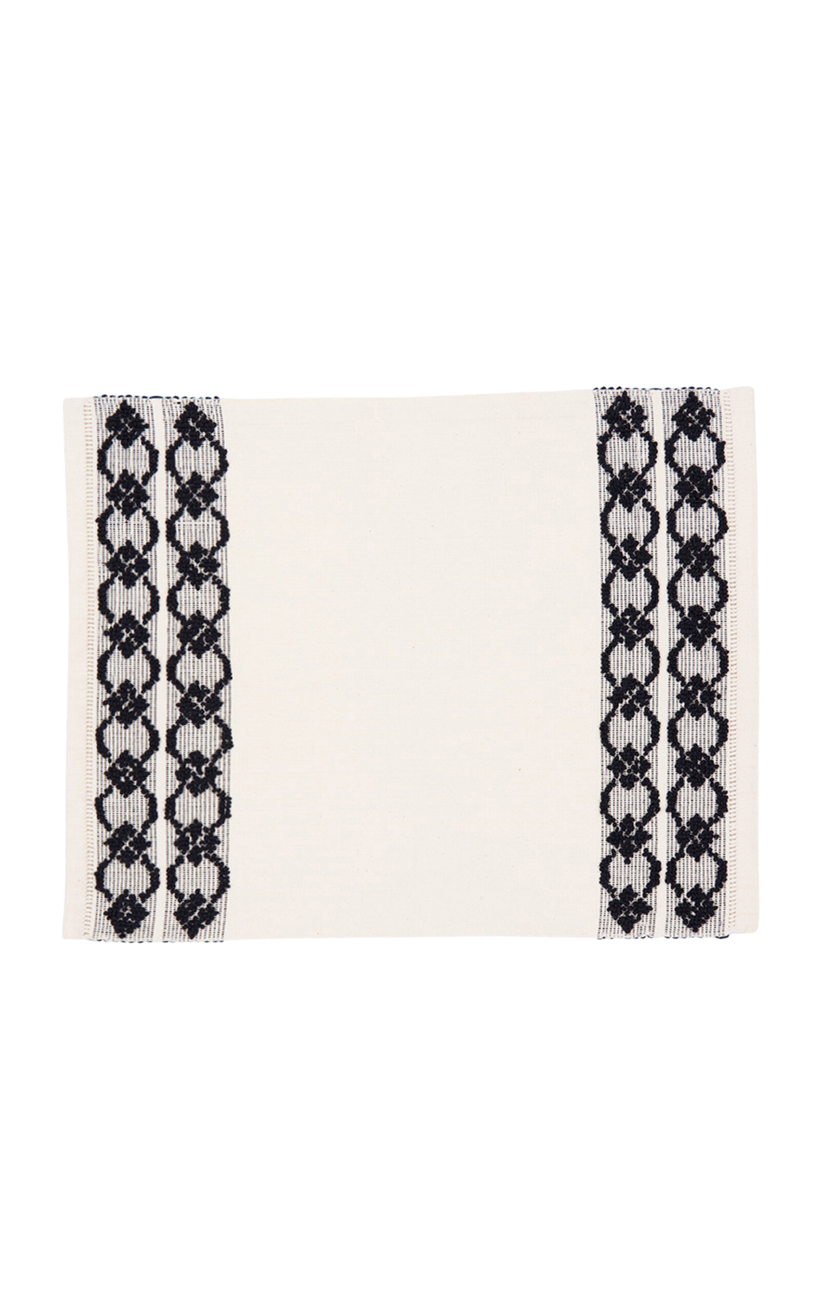 House of Capricorn Isabel Natural And Black Cotton Linen Placemat - Black