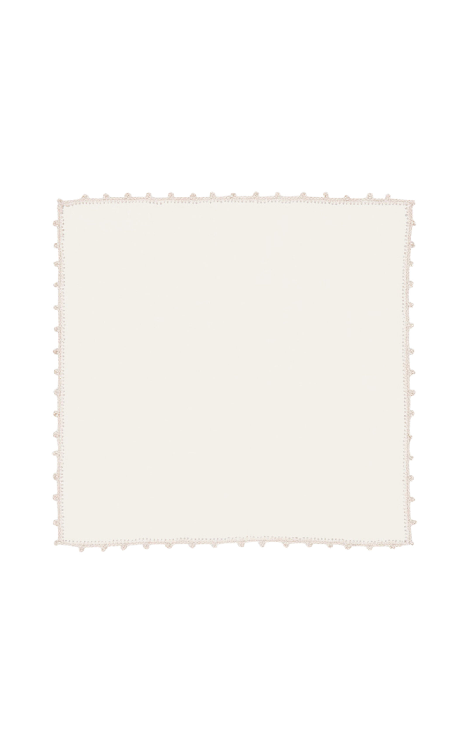 House of Capricorn Teresa White Linen With Ivory Crochet Cocktail Napkin - Nude