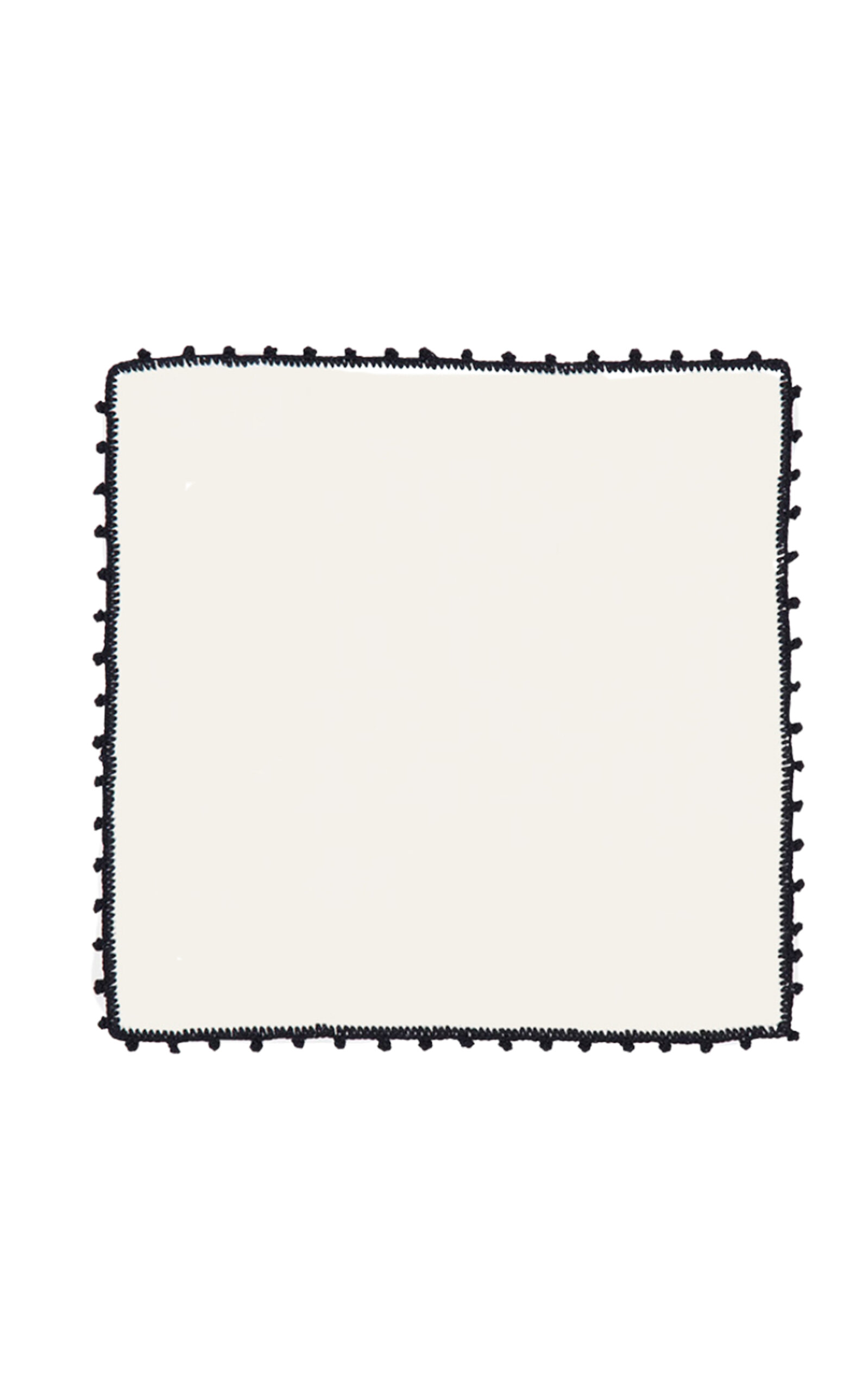 House of Capricorn Teresa White Linen With Black Crochet Cocktail Napkin - Black