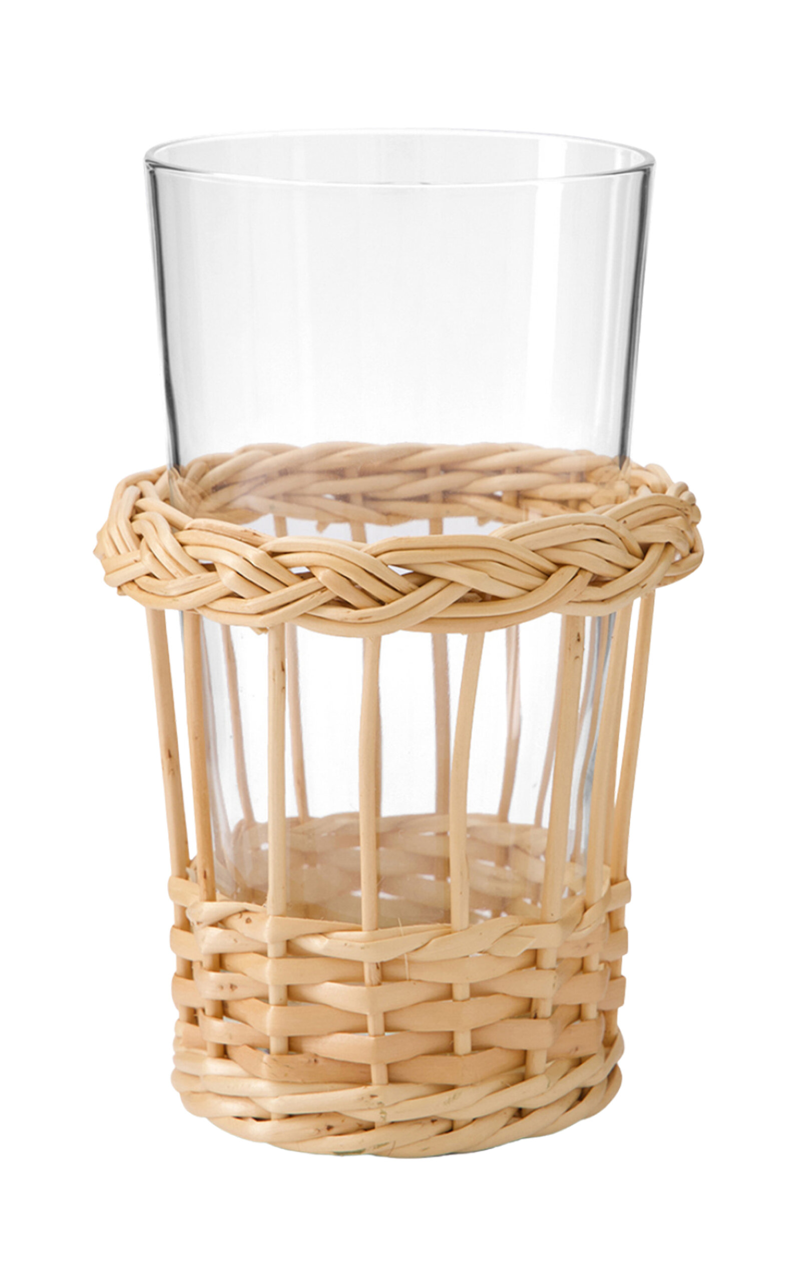 House of Capricorn Vitória Natural Wicker And Glass Tall Tumbler - Brown