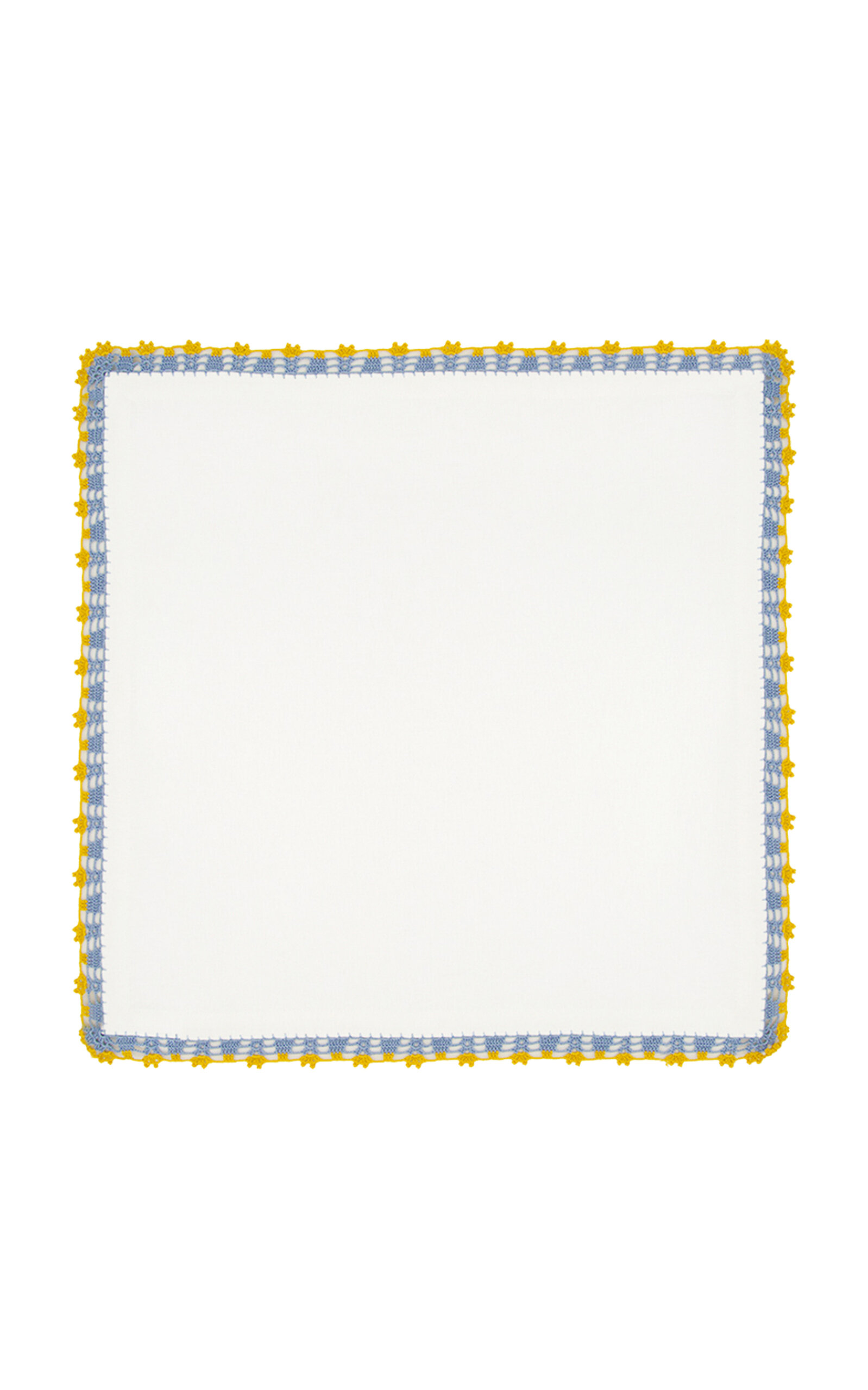 House of Capricorn Leonor Ecru Linen With Blue And Yellow Crochet Napkin - Multi