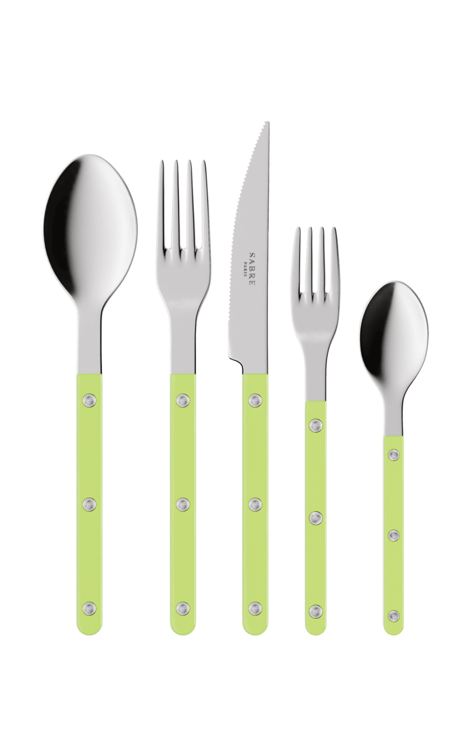 Sabre - Bistrot Five-piece Silverware Set - Lime Green