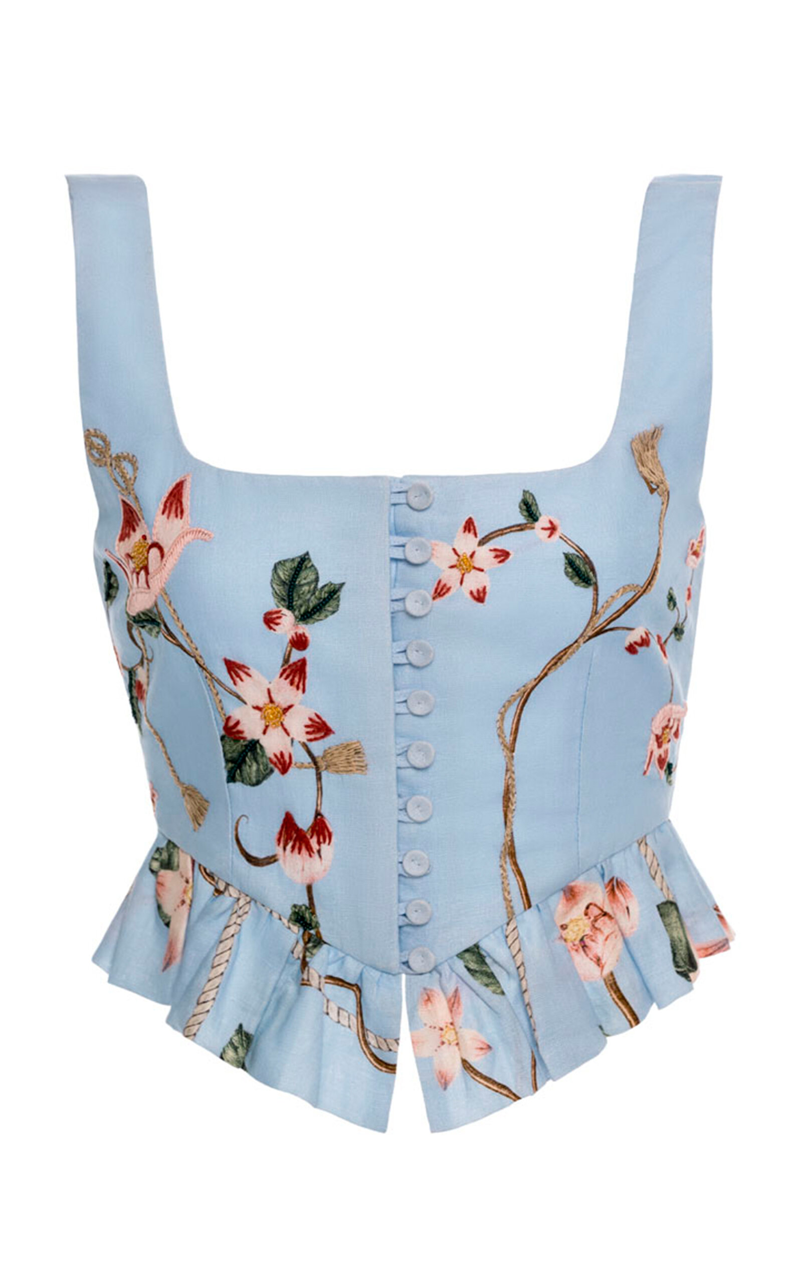 Agua by Agua Bendita Eslabon Navegante Linen Cropped Top