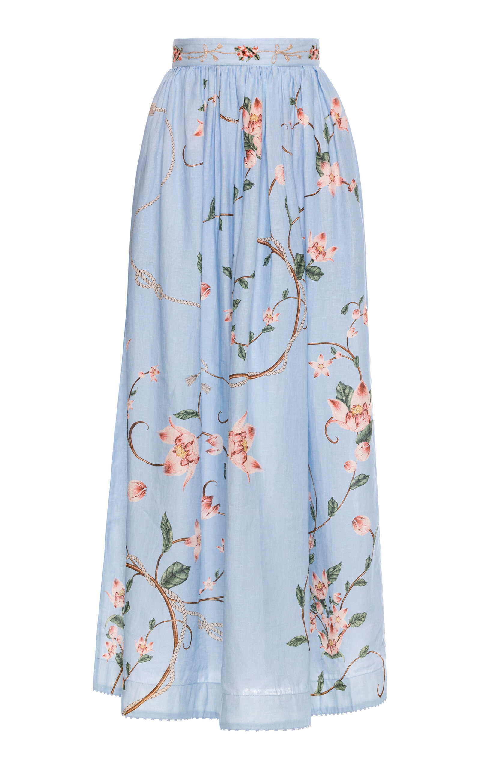 Agua by Agua Bendita Tangelo Navegante Linen Maxi Skirt