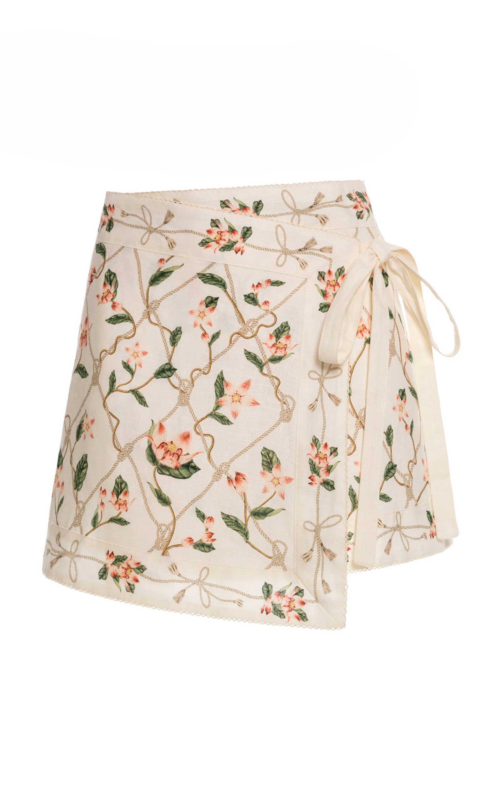 Agua by Agua Bendita Lluna Navegante Linen Mini Wrap Skirt - Moda Operandi
