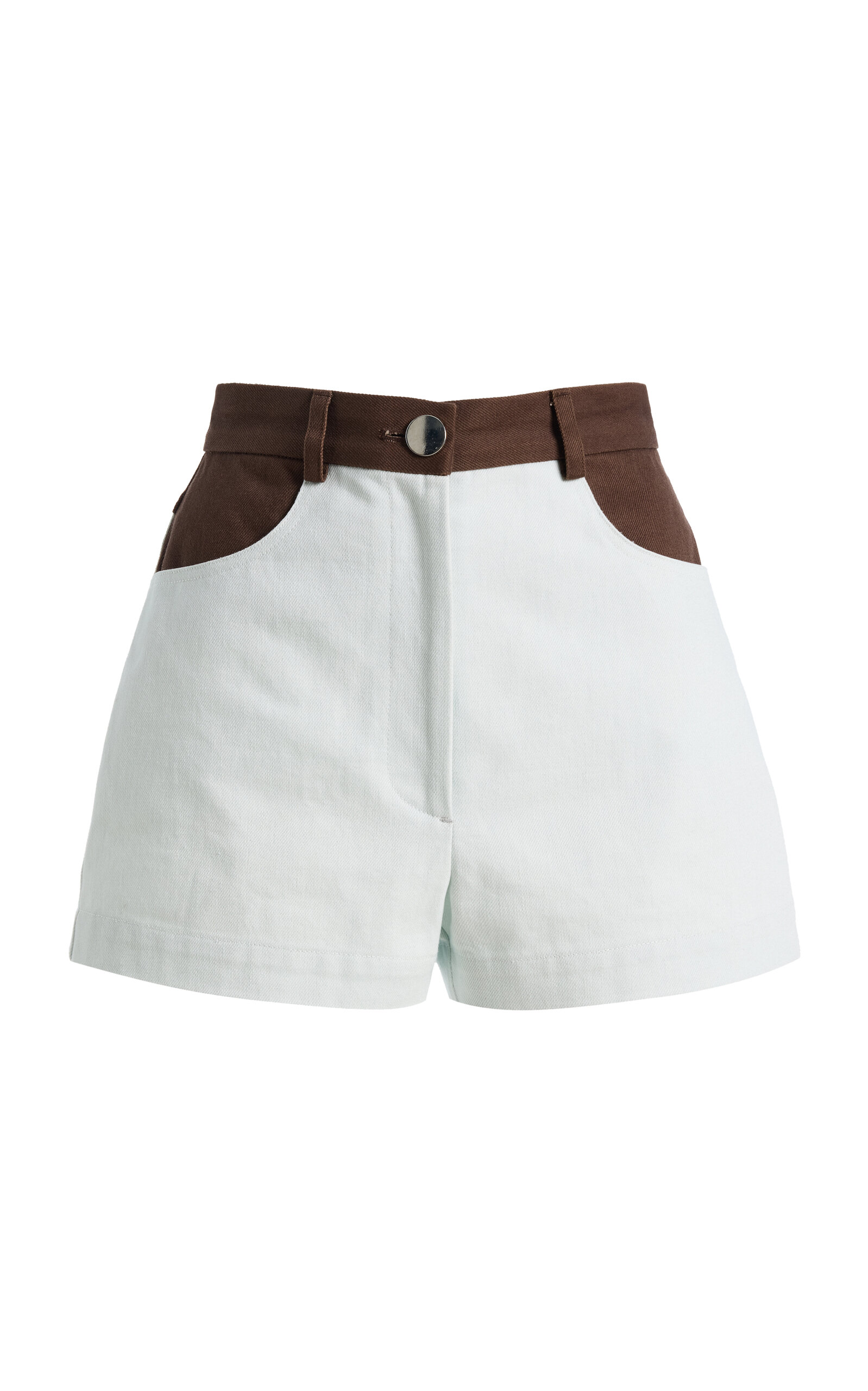 Matthew Bruch High-Waist Denim Combo Hot Shorts - Moda Operandi