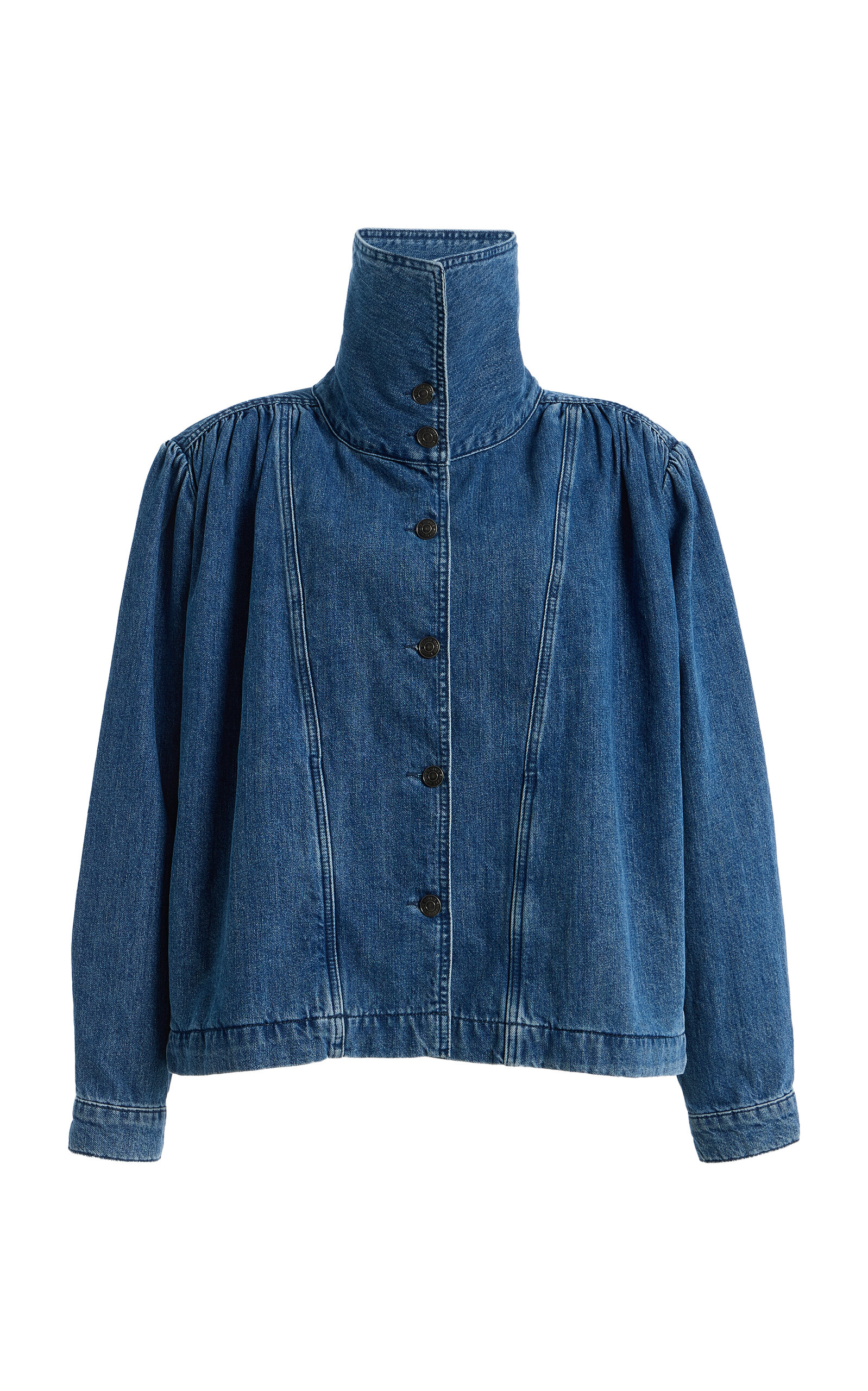 ROTATE Gathered Denim Jacket - Women's Clothing