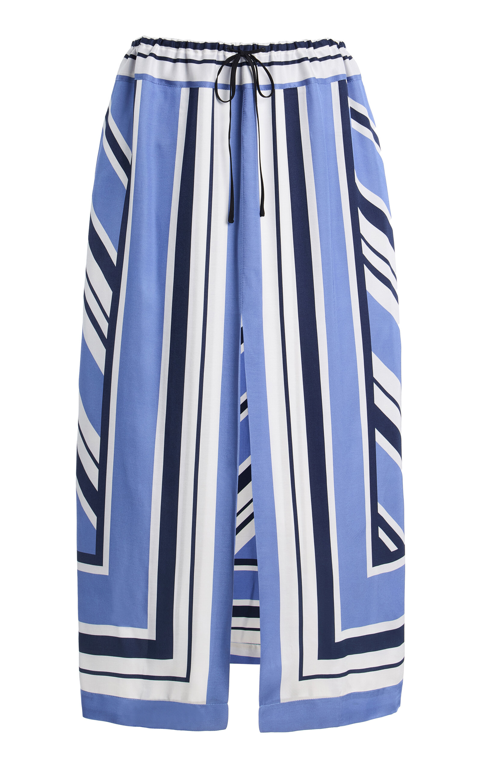 Brandon Maxwell Exclusive Striped Twill Midi Skirt In Blue