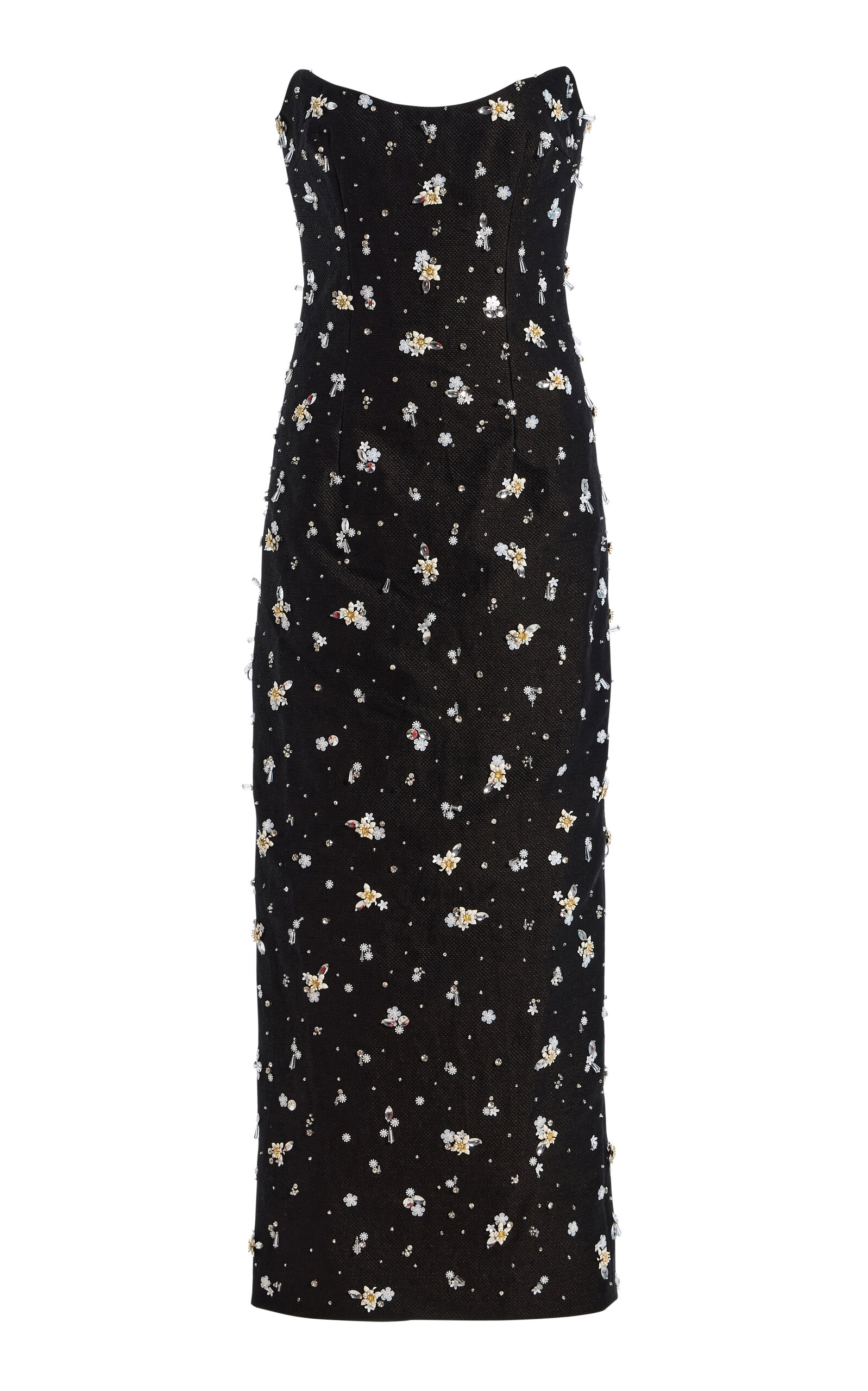 Monique Lhuillier Strapless Embroidered Gown