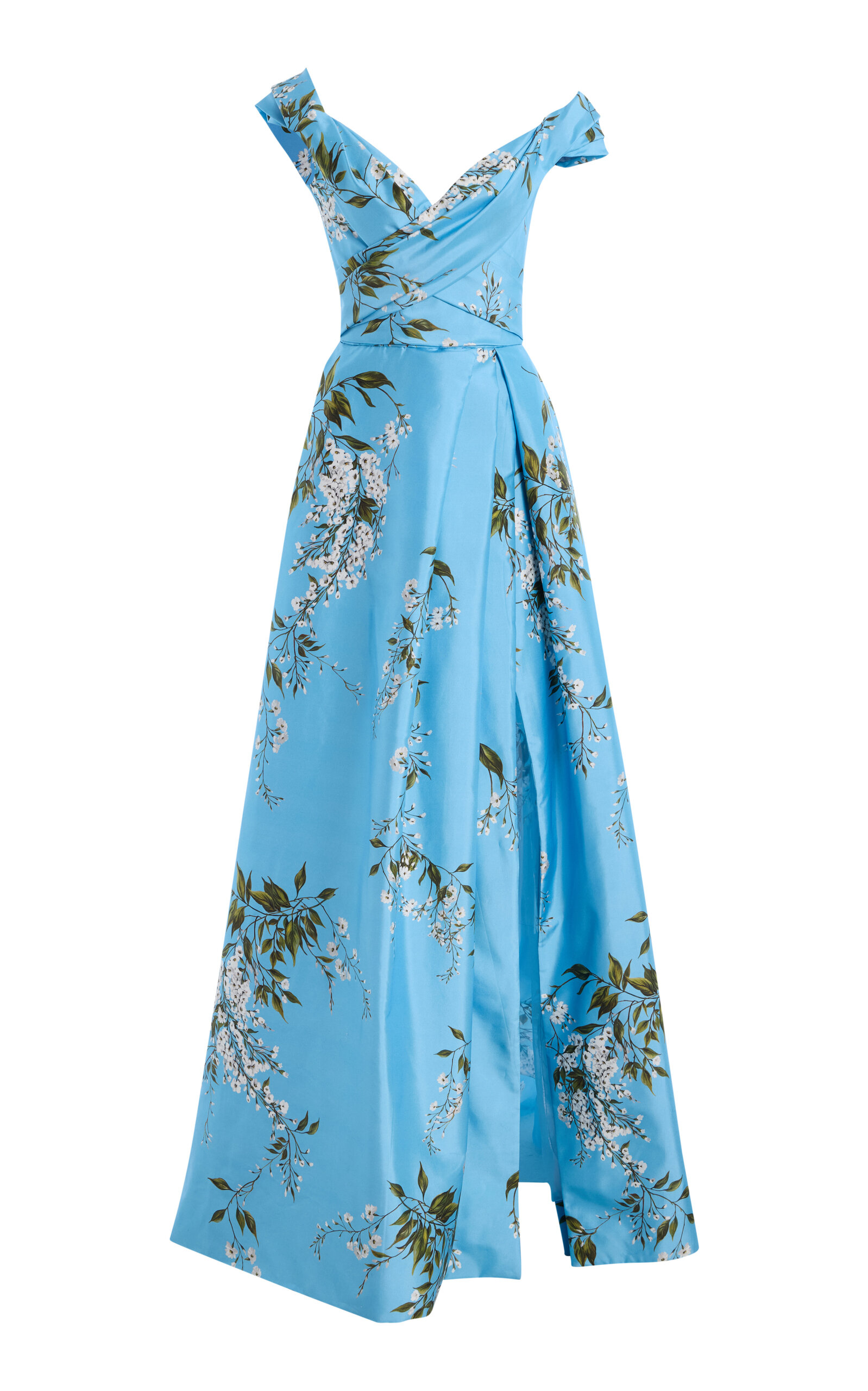 Monique Lhuillier Blue Floral Ball Gown