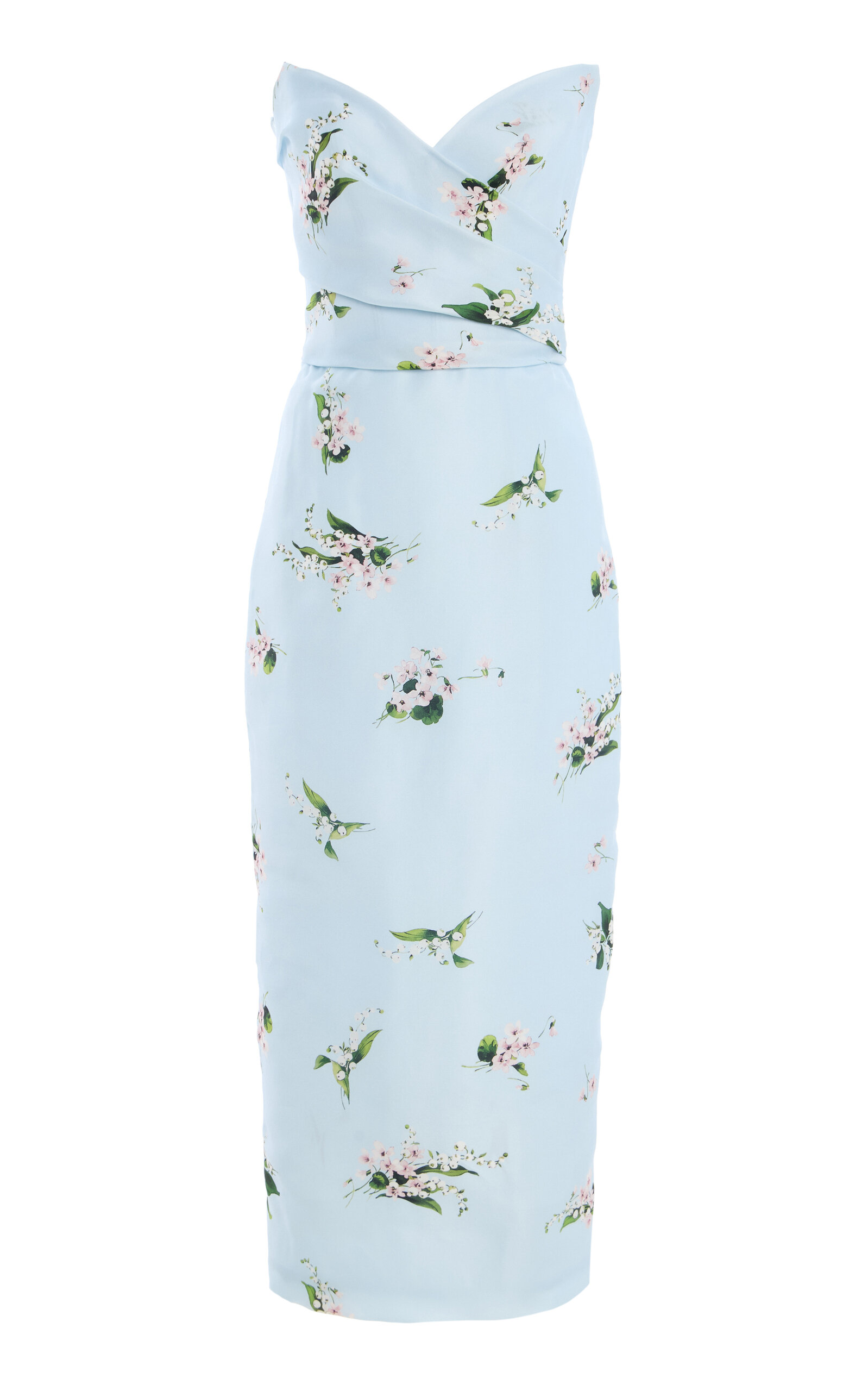 Monique Lhuillier Strapless Draped Bodice Dress