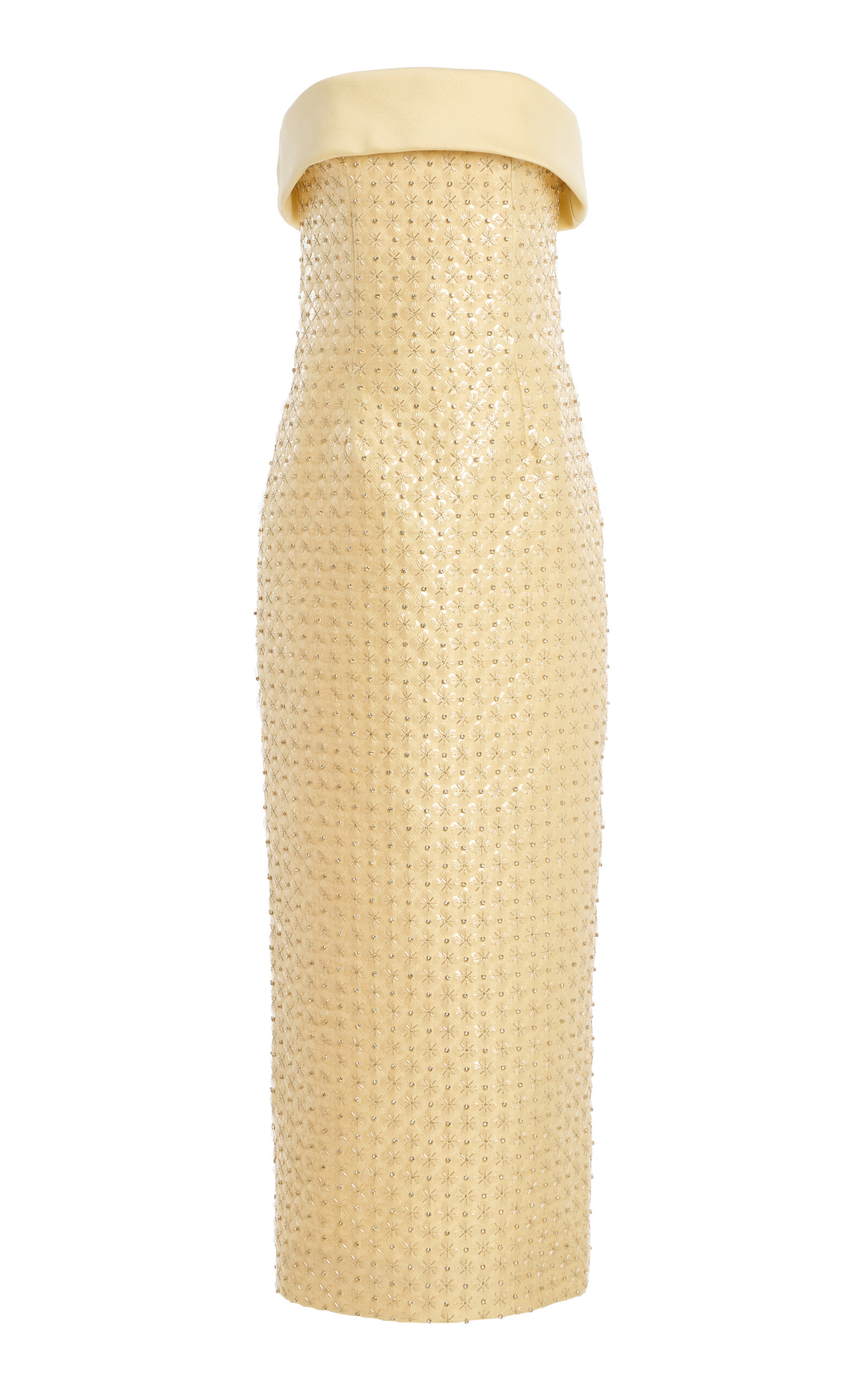Monique Lhuillier Embroidered Strapless Dress