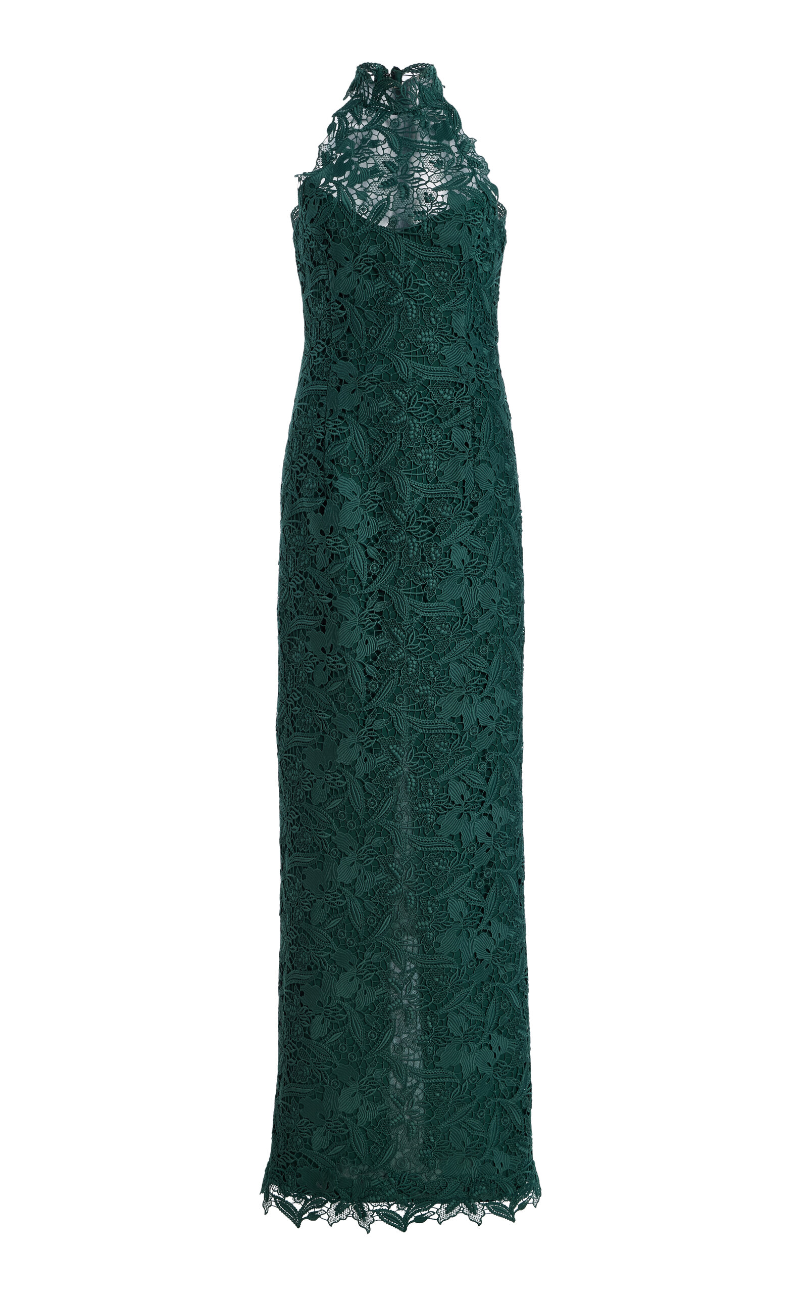 Monique Lhuillier Lace Halter Neck Gown