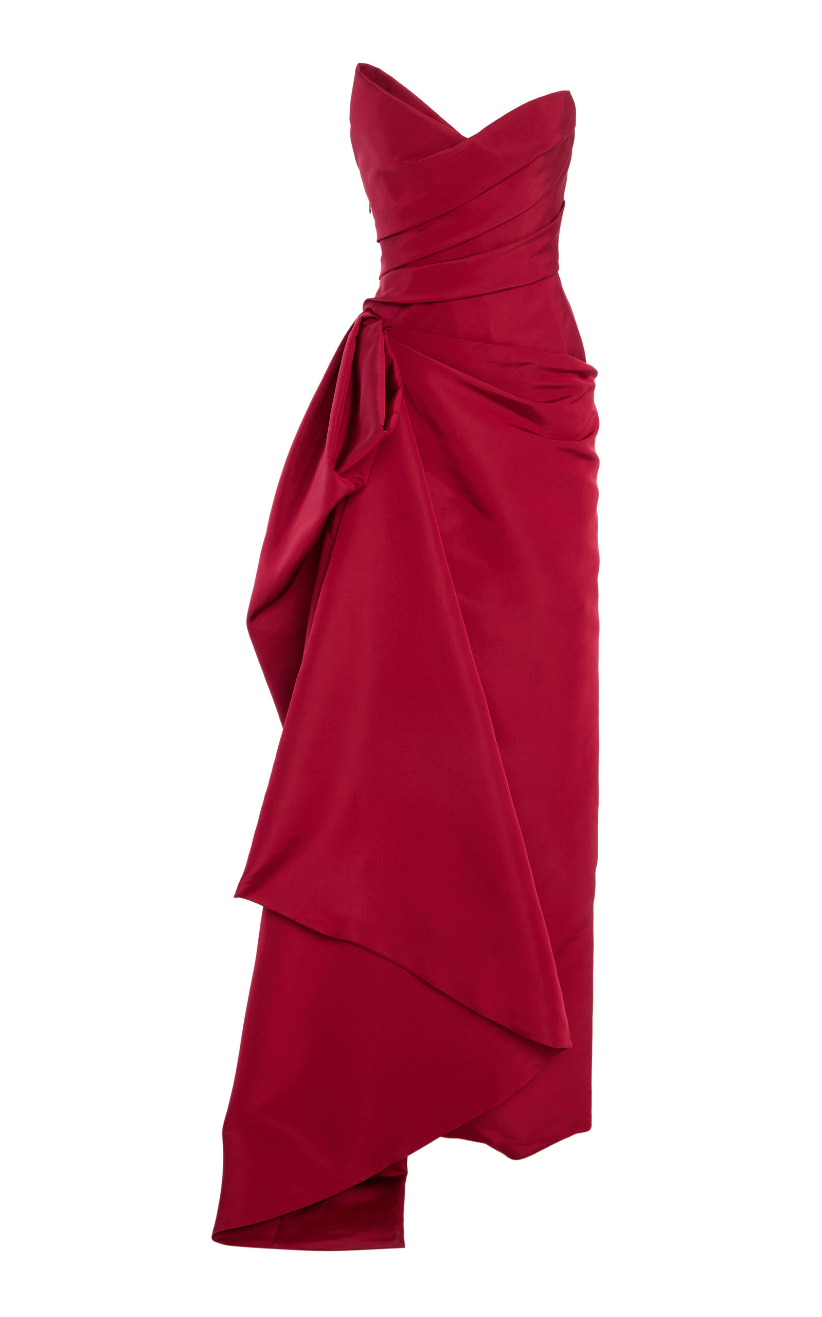 Monique Lhuillier Silk Faille Draped Gown