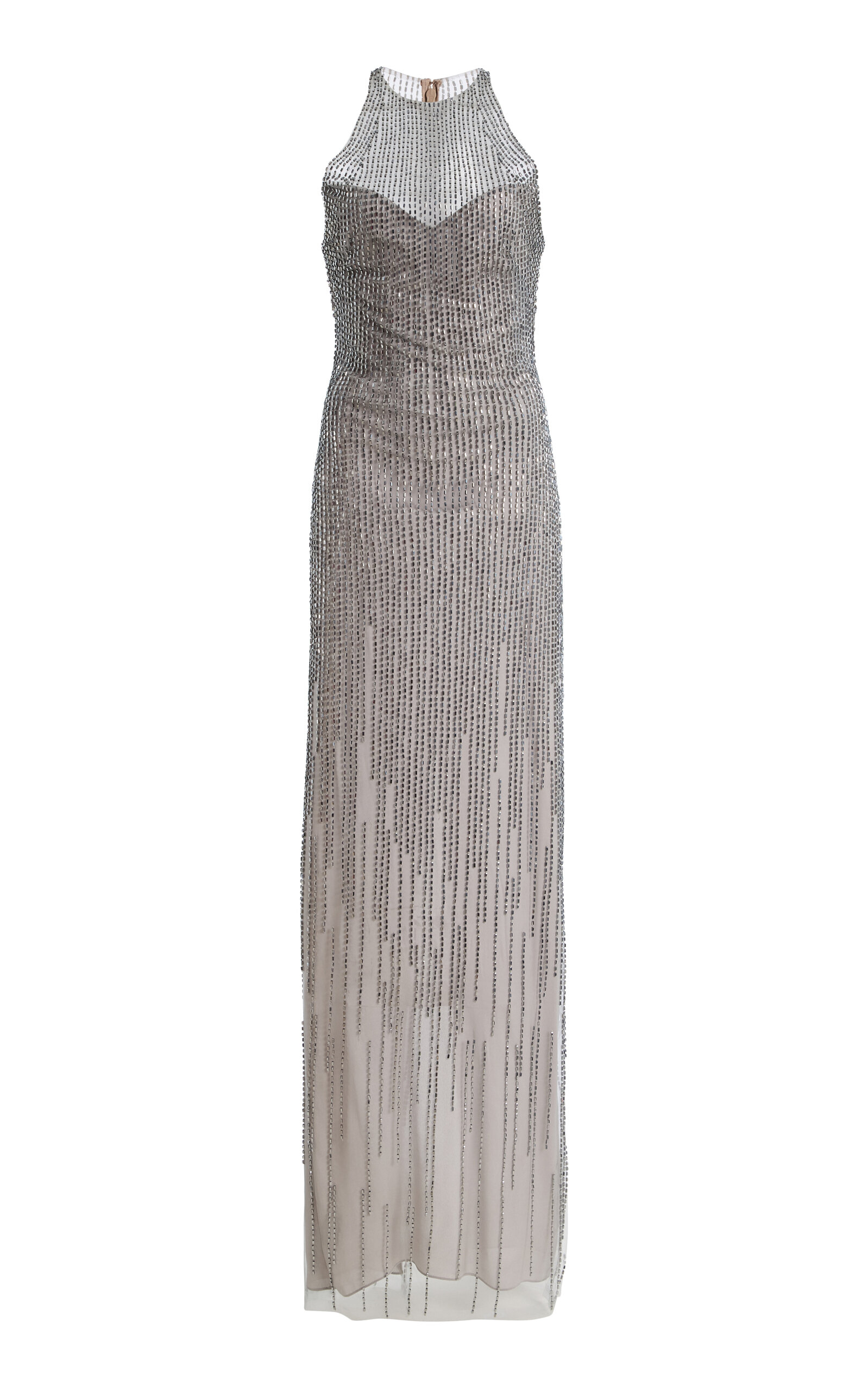 Monique Lhuillier Halter Embroidered Gown