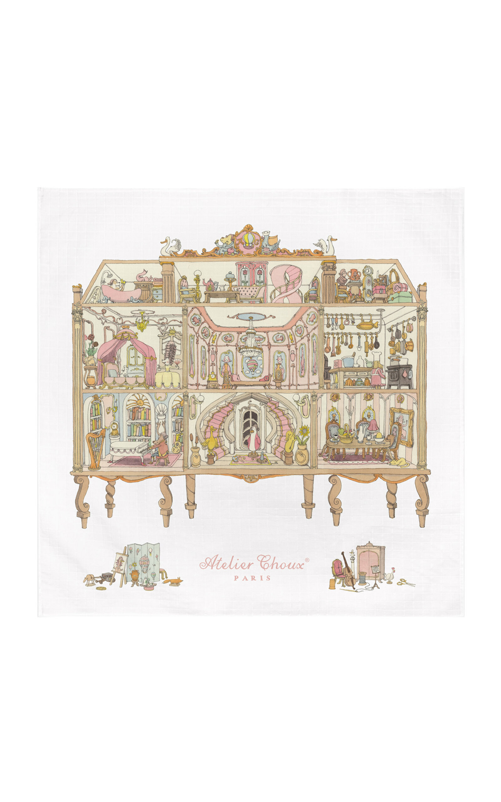 Atelier Choux Infants' Carré Doll House Cotton Swaddle - Women's Accessories