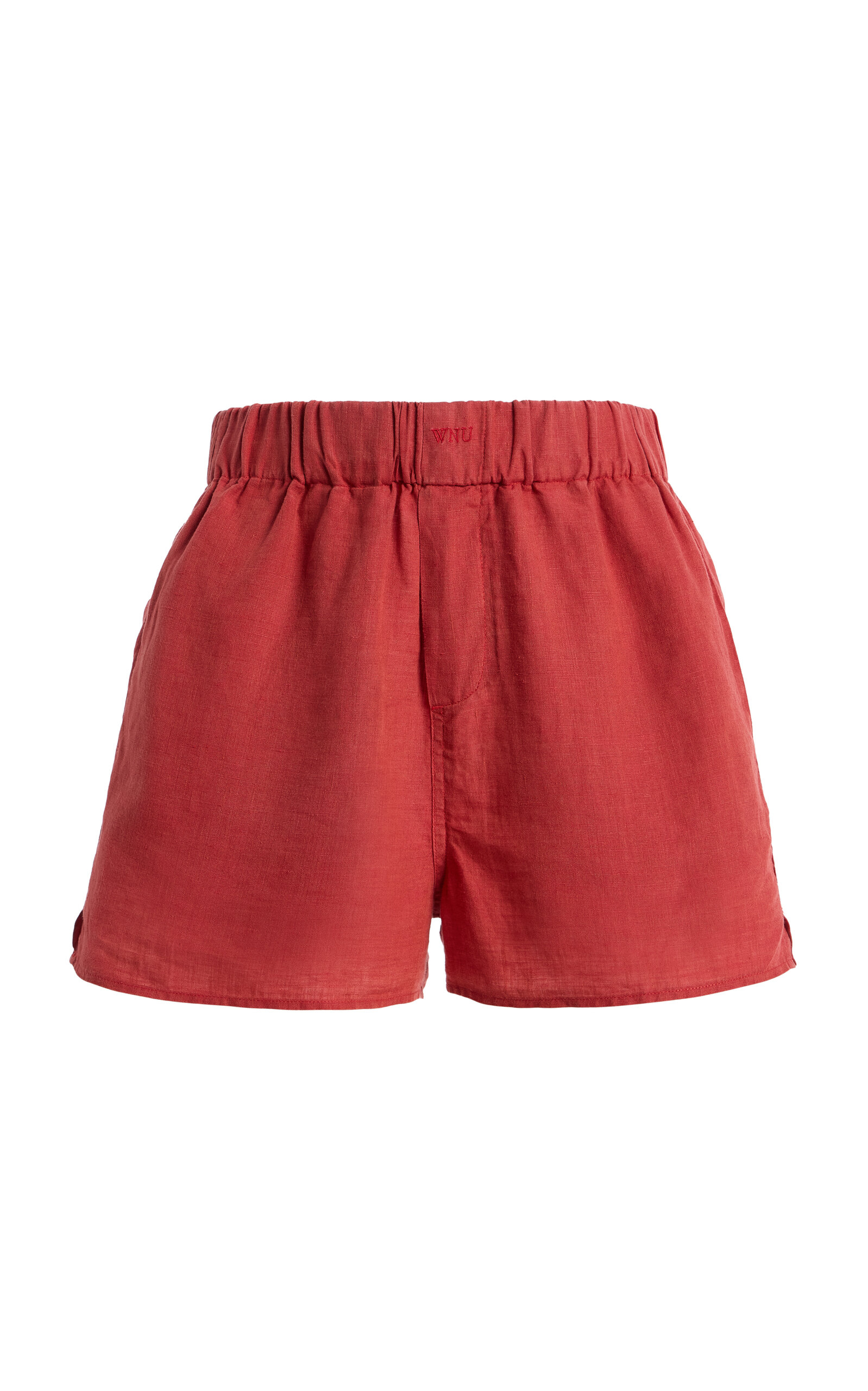 With Nothing Underneath - Exclusive The Boxer Linen Shorts - Red - UK 16 - Moda Operandi