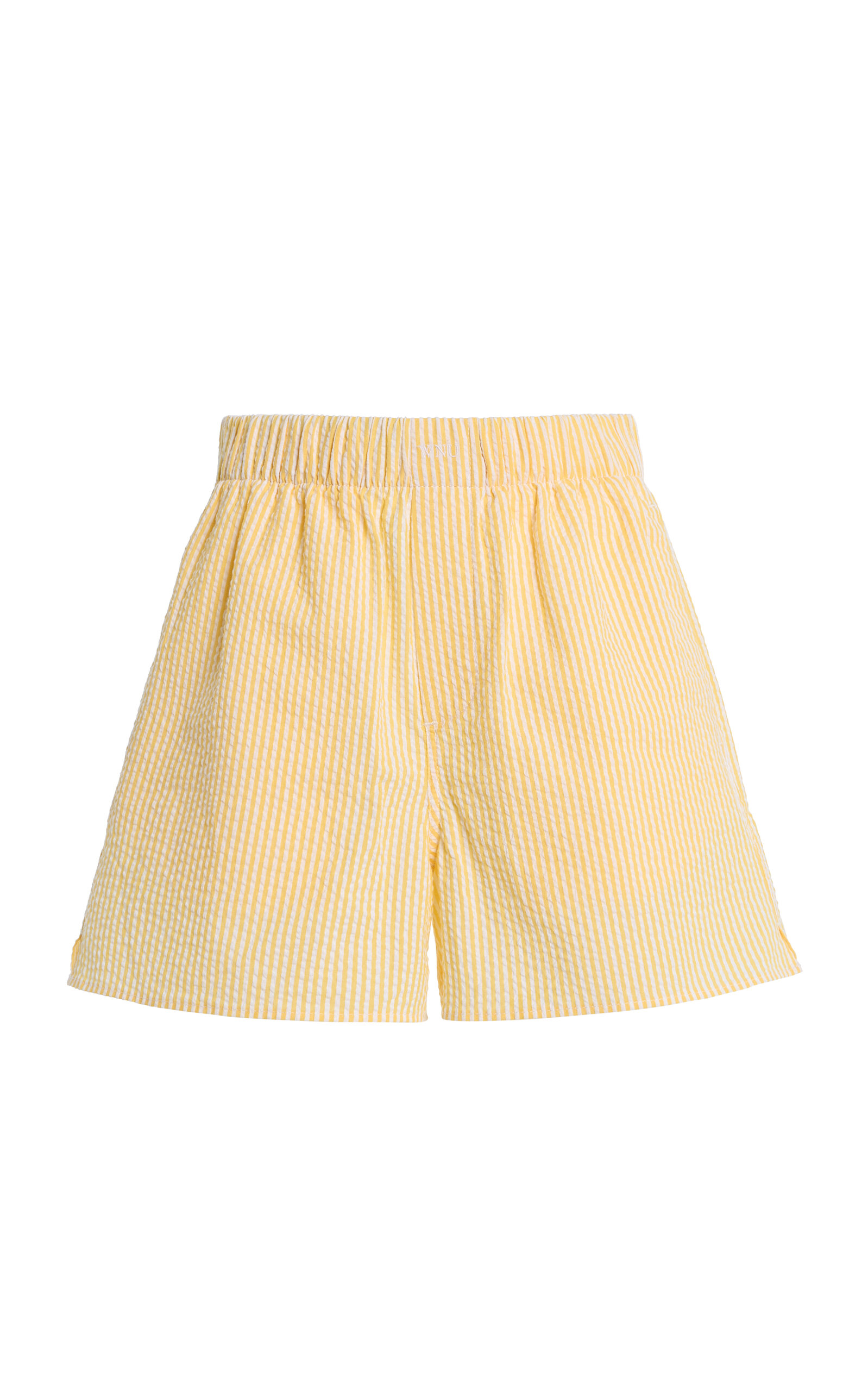 With Nothing Underneath - Exclusive The Boxer Seersucker Shorts - Yellow - UK 6 - Moda Operandi