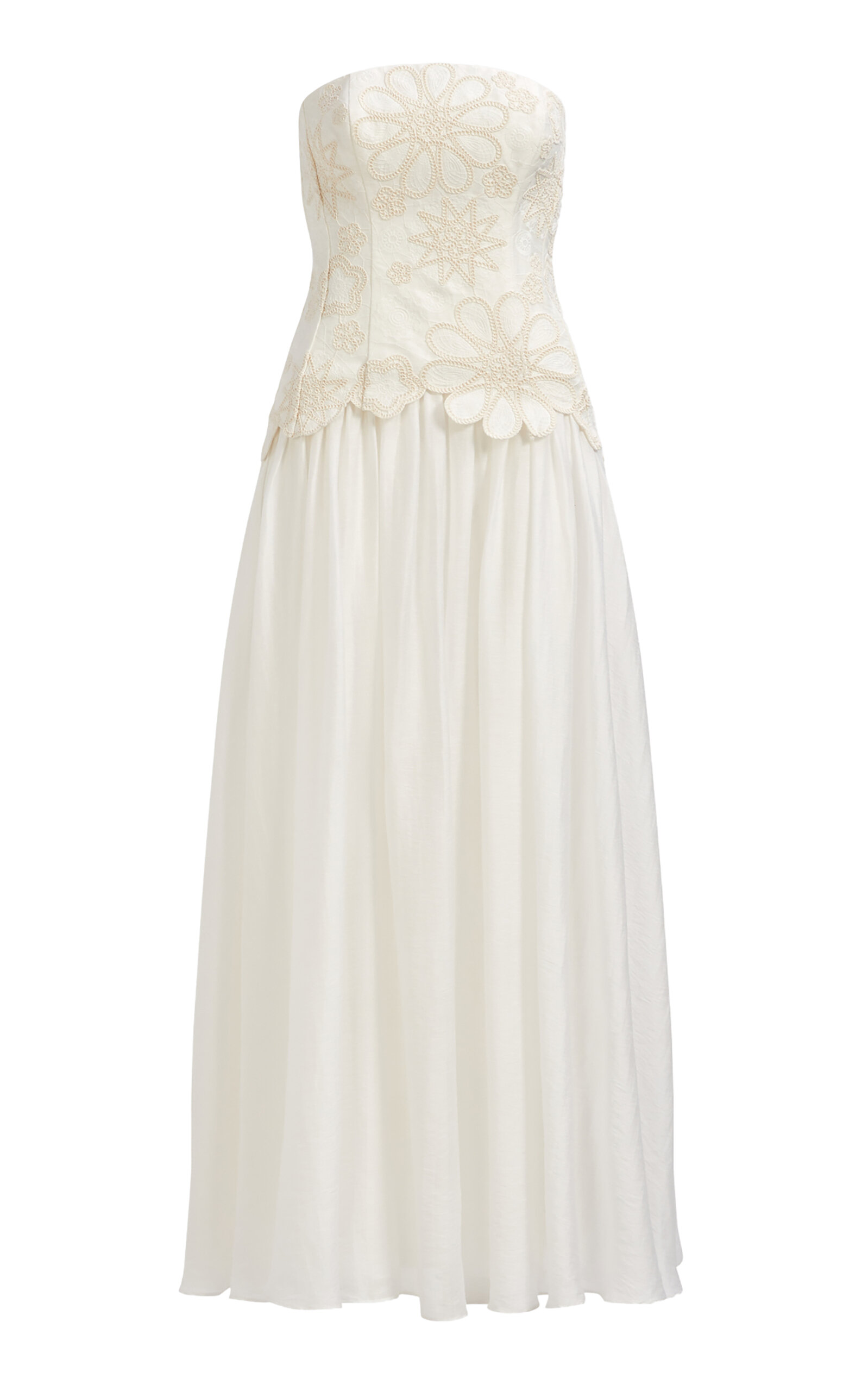 Aje Gia Linen-Blend Embroidered Gown