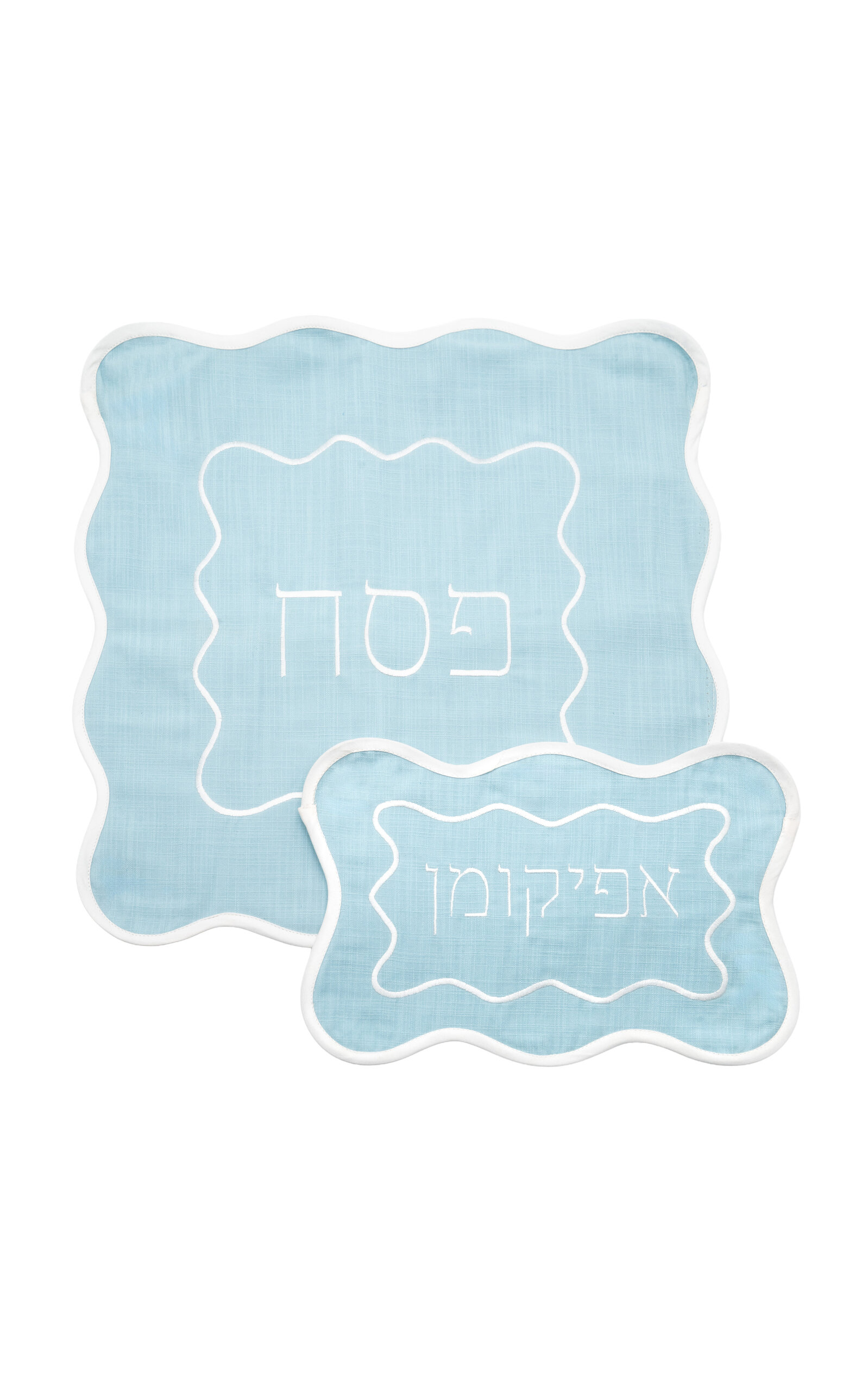 Casa Salmaa The Matzah Set In Azure Linen - Light Blue