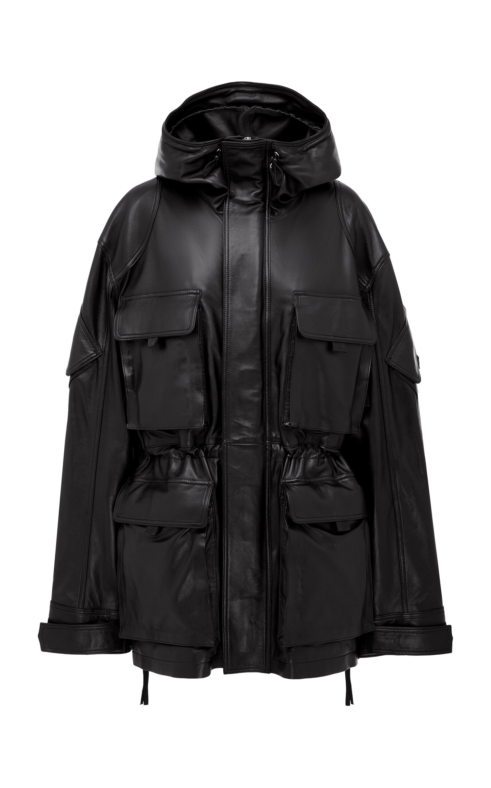 Alex Perry Oversize Parka Jacket In Leather