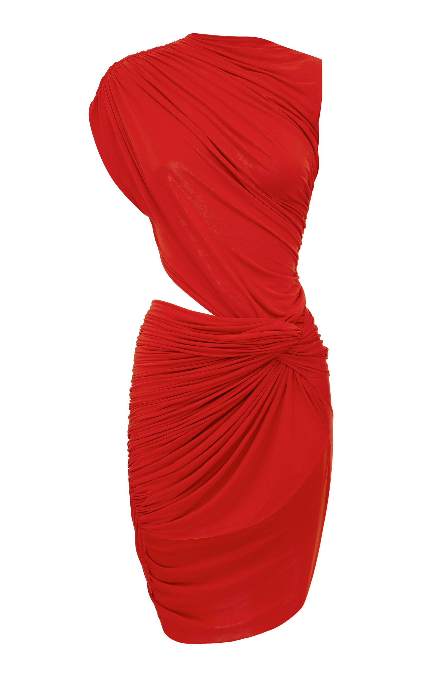 Alex Perry Sleeveless Ruched Twist Mini Dress In Viscose Jersey