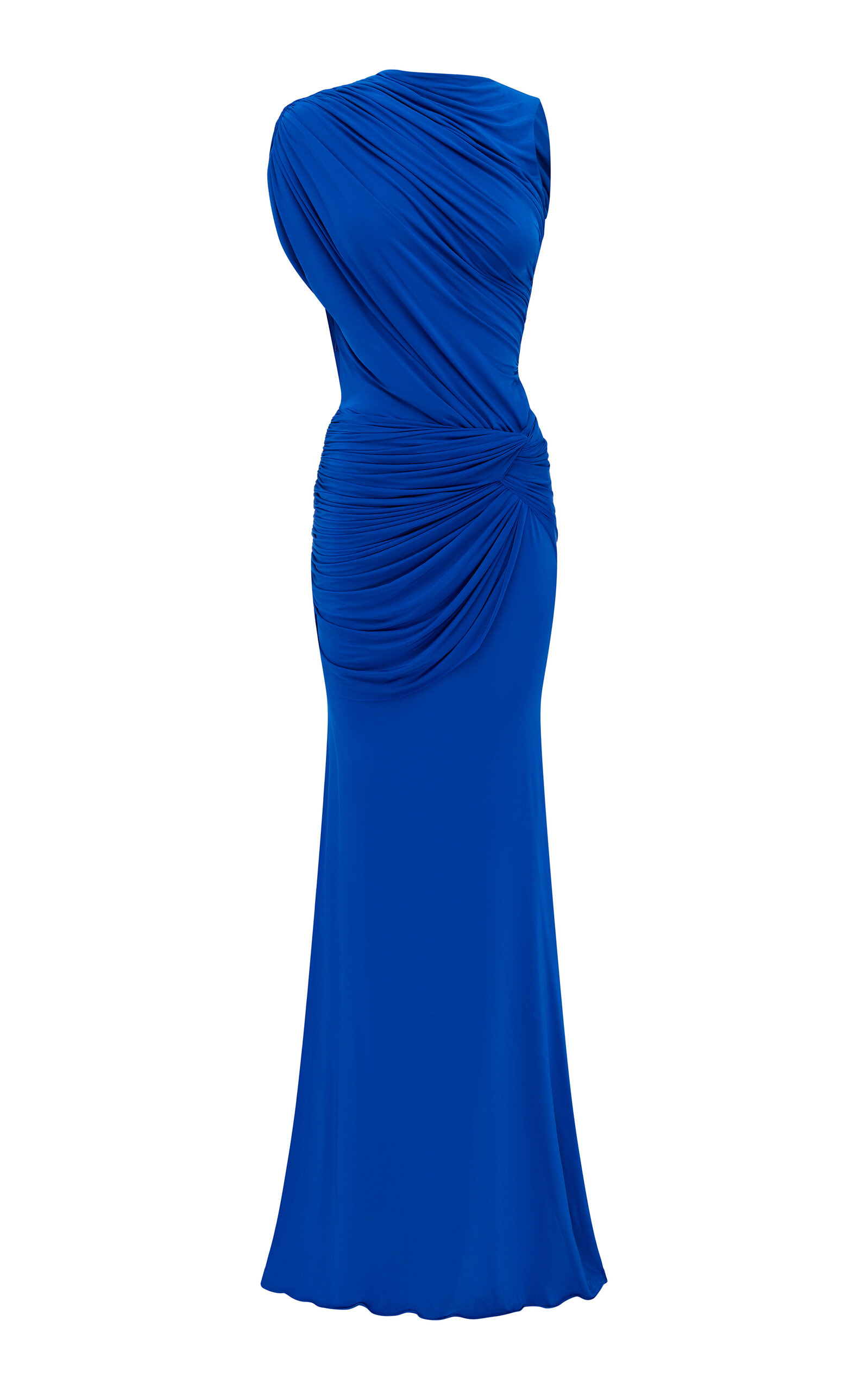 Alex Perry Sleeveless Ruched Twist Gown In Viscose Jersey