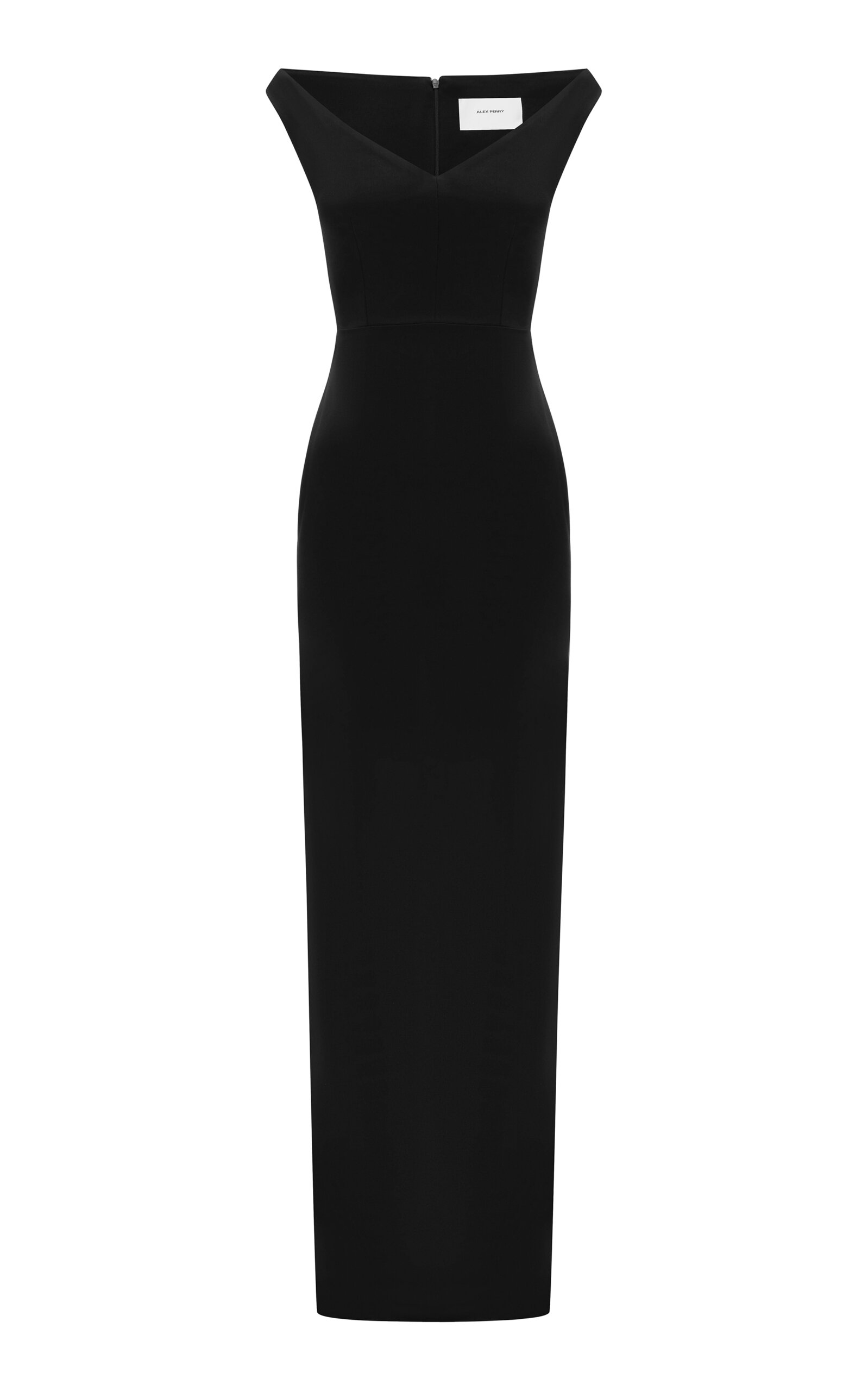 Alex Perry Off Shoulder V Gown In Satin Crepe