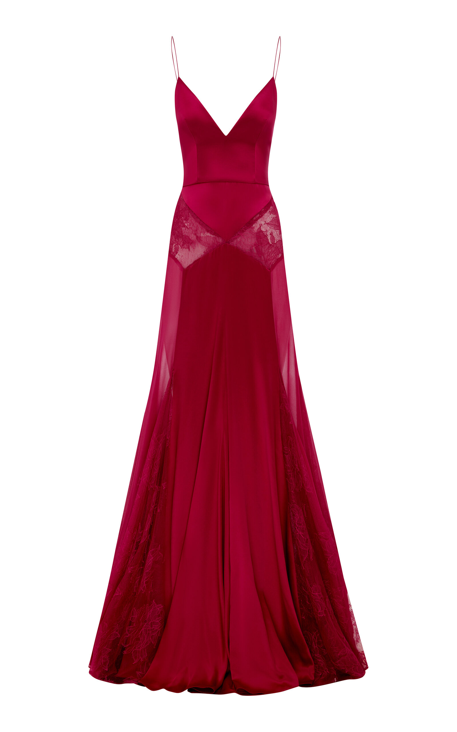 Alex Perry Paneled Bikini Gown In Silk Satin & Lace