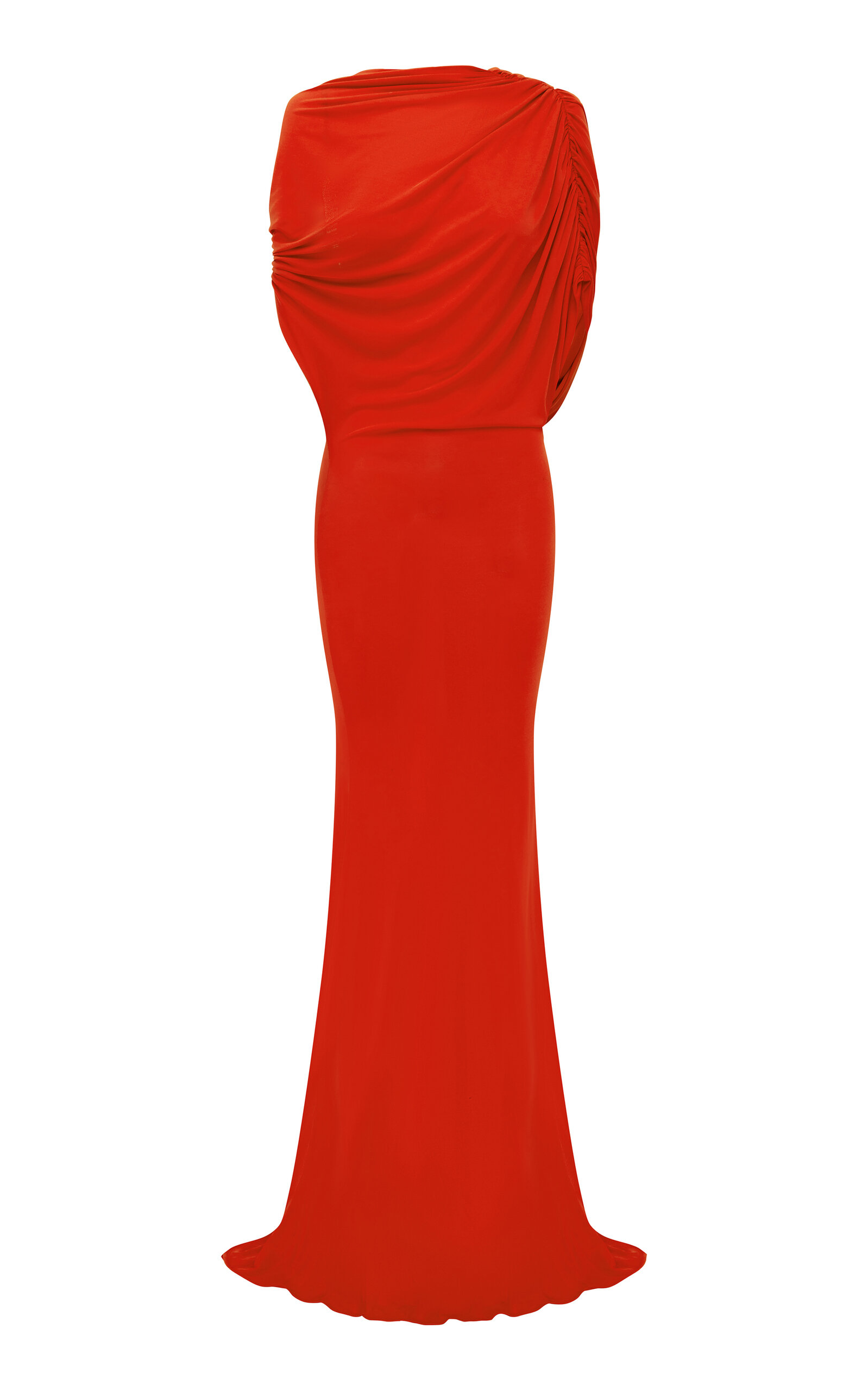 Alex Perry Off Shoulder Cape Gown In Dry Jersey