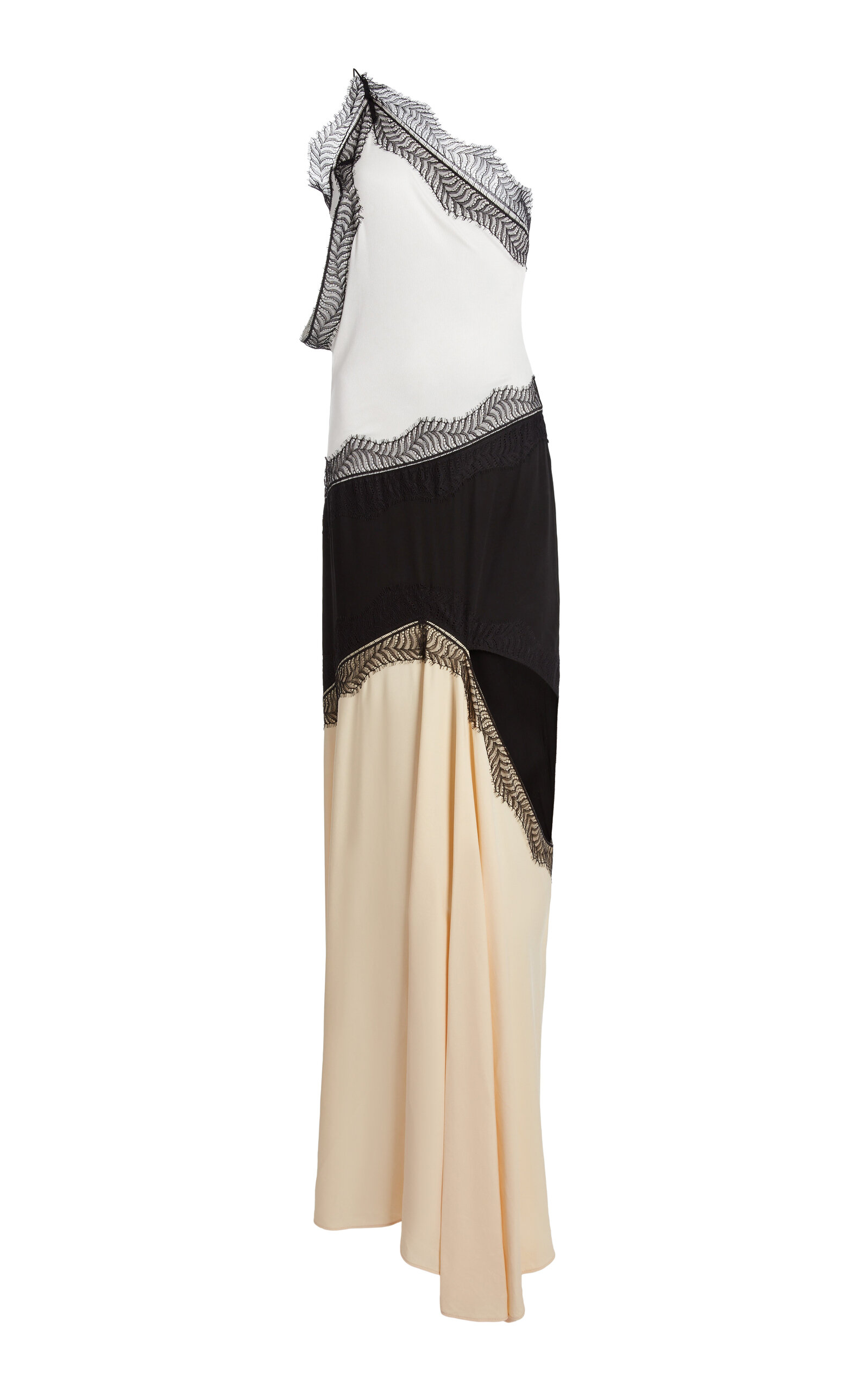 Christopher Esber Keira Split Lace One Shoulder Cutaway Dress