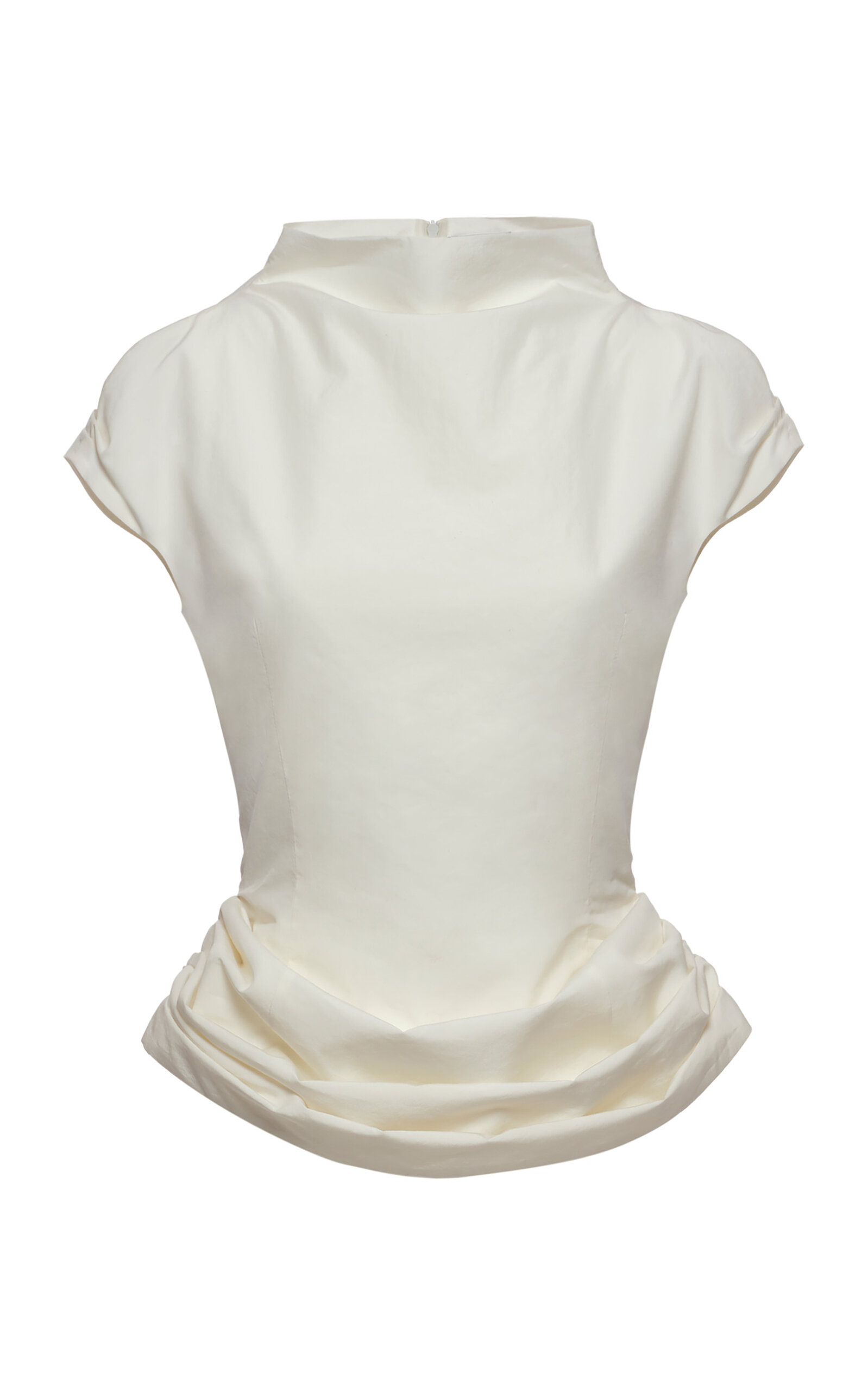 Magda Butrym Draped Cotton-Blend Peplum Top