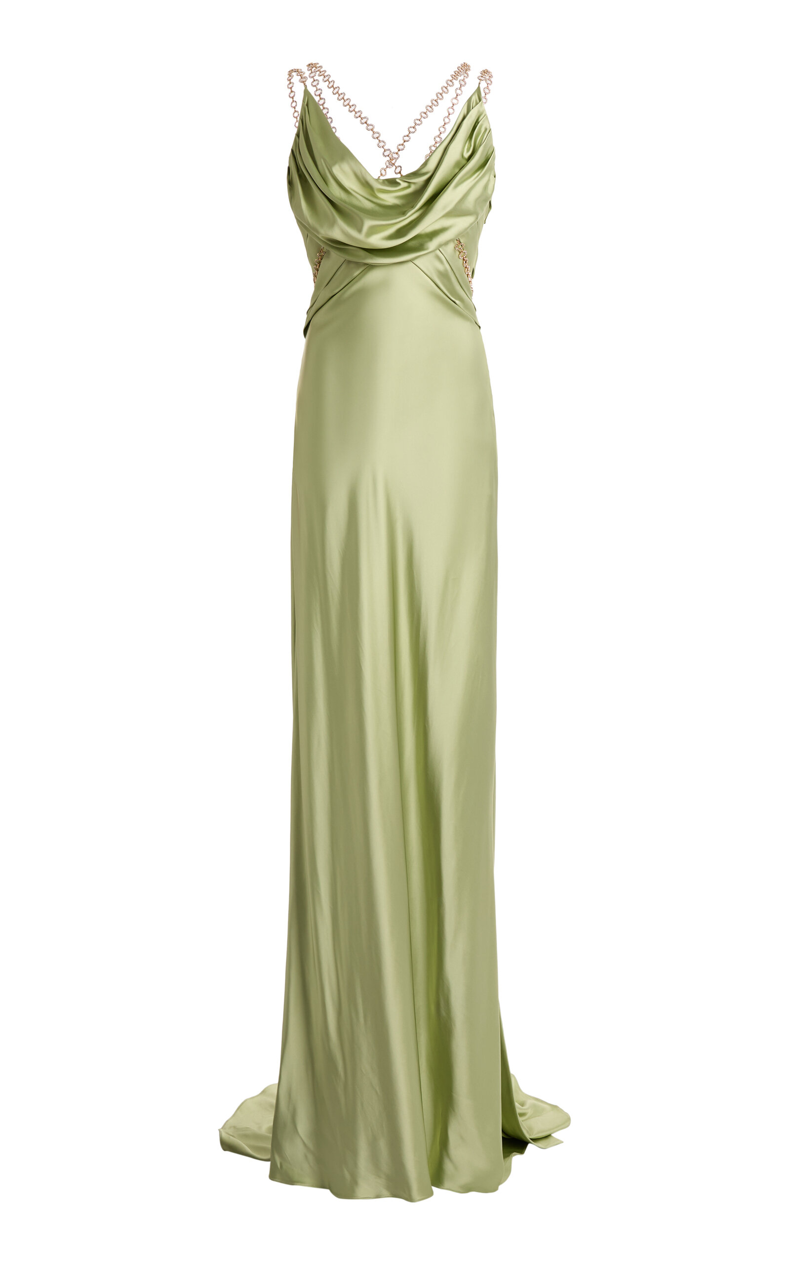 Zuhair Murad Satin Chain-Detail Silk-Blend Mermaid Long Dress - Moda Operandi