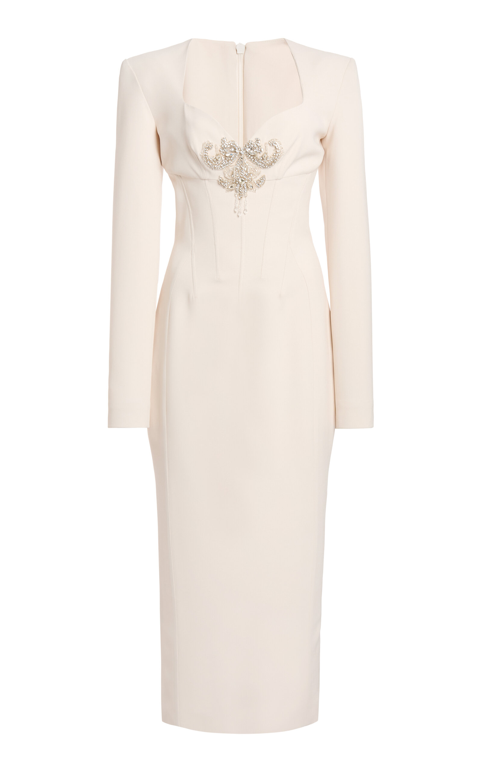 Zuhair Murad Heavy Cady Beaded Midi Dress