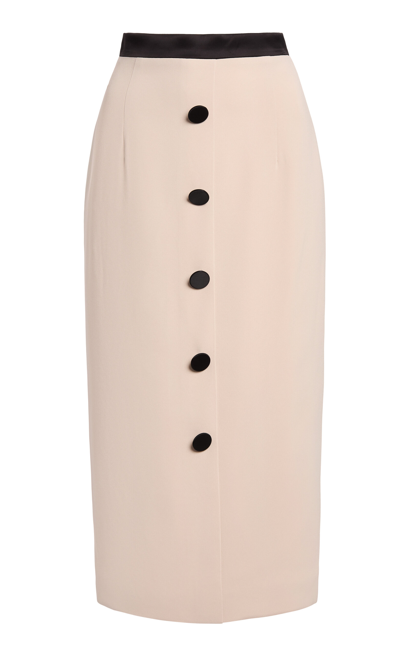 Zuhair Murad Heavy Cady Silk-Blend Button-Detail Midi Skirt