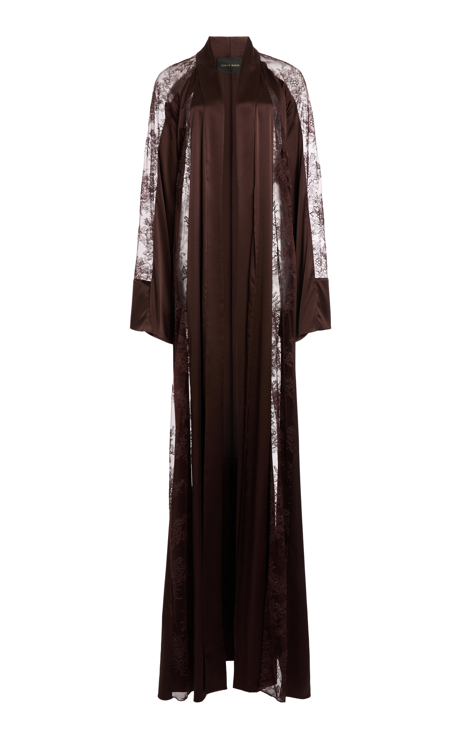 Zuhair Murad Lace & Satin Silk-Blend Long Fluid Coat