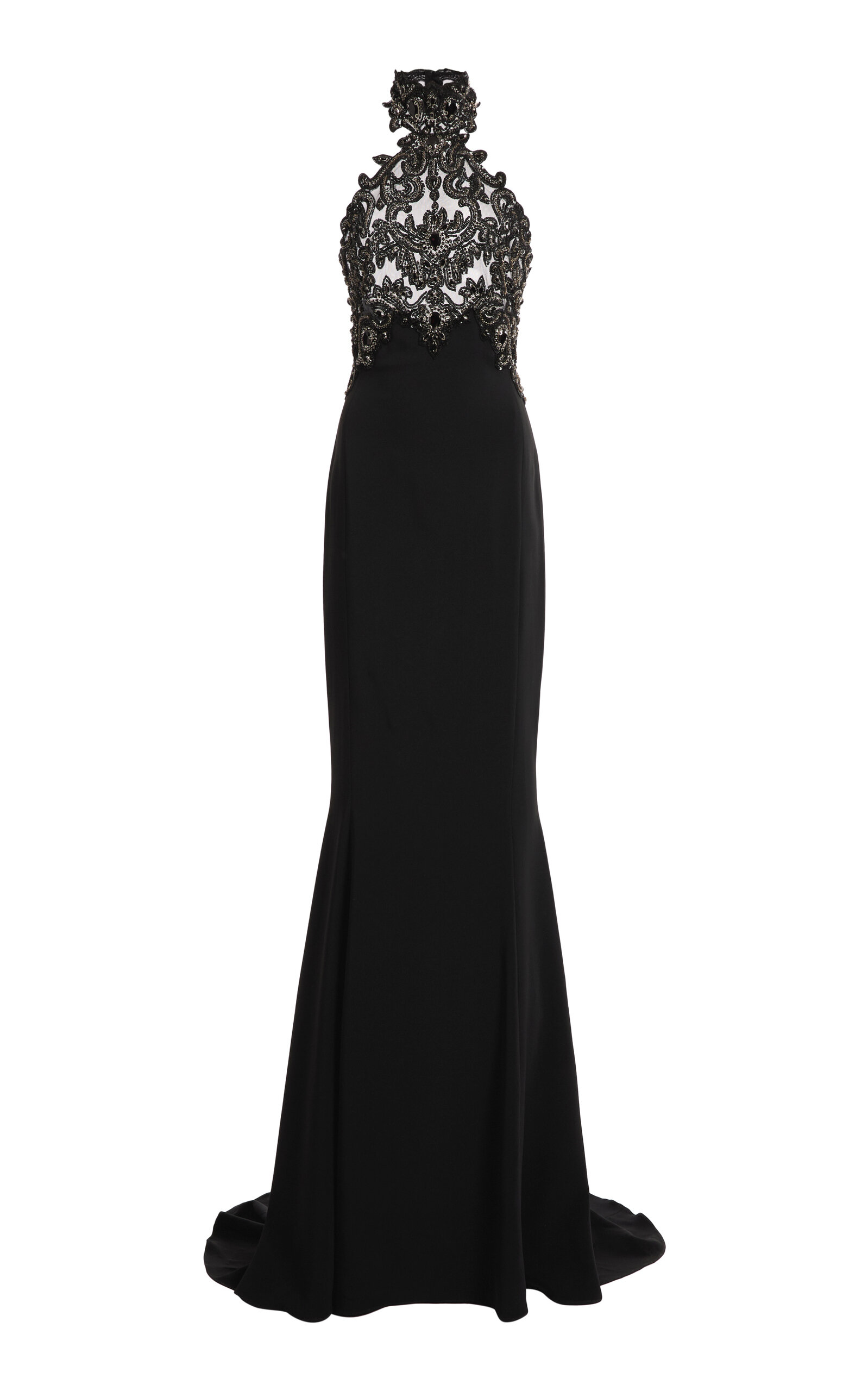 Zuhair Murad Heavy Cady Beaded Bust Long Dress